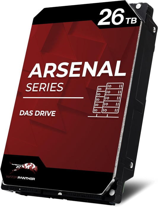 Water Panther Arsenal 26TB SATA 7200RPM 3.5-Inch DAS Hard Drive (SATA HDD, 26TB) (Renewed) - PuriLite