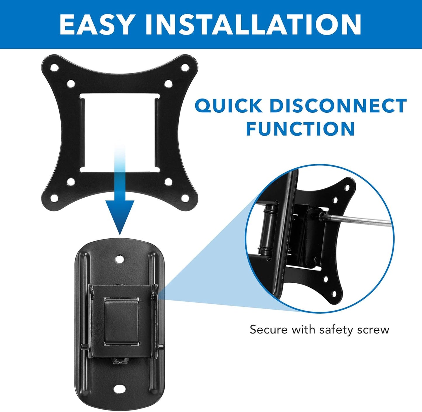 Mount-It! MI-2829 Small TV Monitor Wall Mount | RV TV Mount | VESA Wall Mount | Fits 19 20 21 22 23 24 25 27 32 Inch Screens | 75 100 VESA Compatible | Low-Profile Slim Design | 44lb Capacity