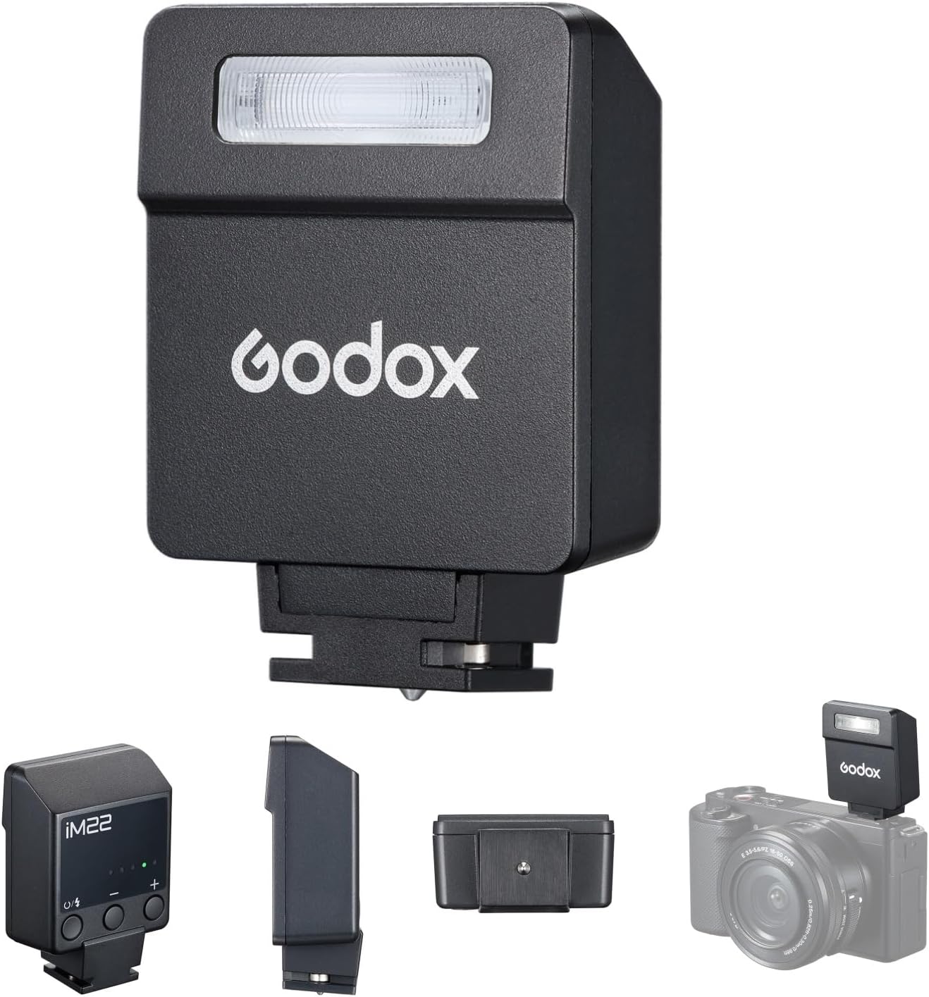 Godox iM30 Mini Camera Flash GN15 On-Camera Speedlite with 7 Power Levels 3.6s Recycle Time Single-Contact Hot Shoe Replacement for Canon Nikon Sony Mirrorless Cameras