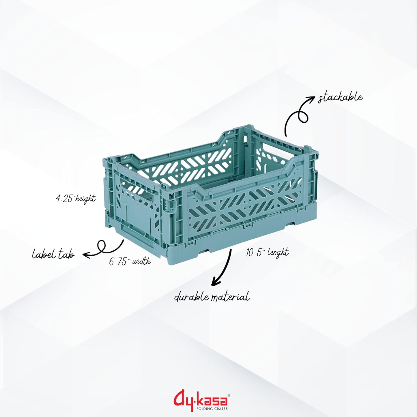 AYKASA Collapsible Storage Bins, Plastic Crate for Storage, Collapsible Crate, Utility Stackable Box (Small, Arctic blue)