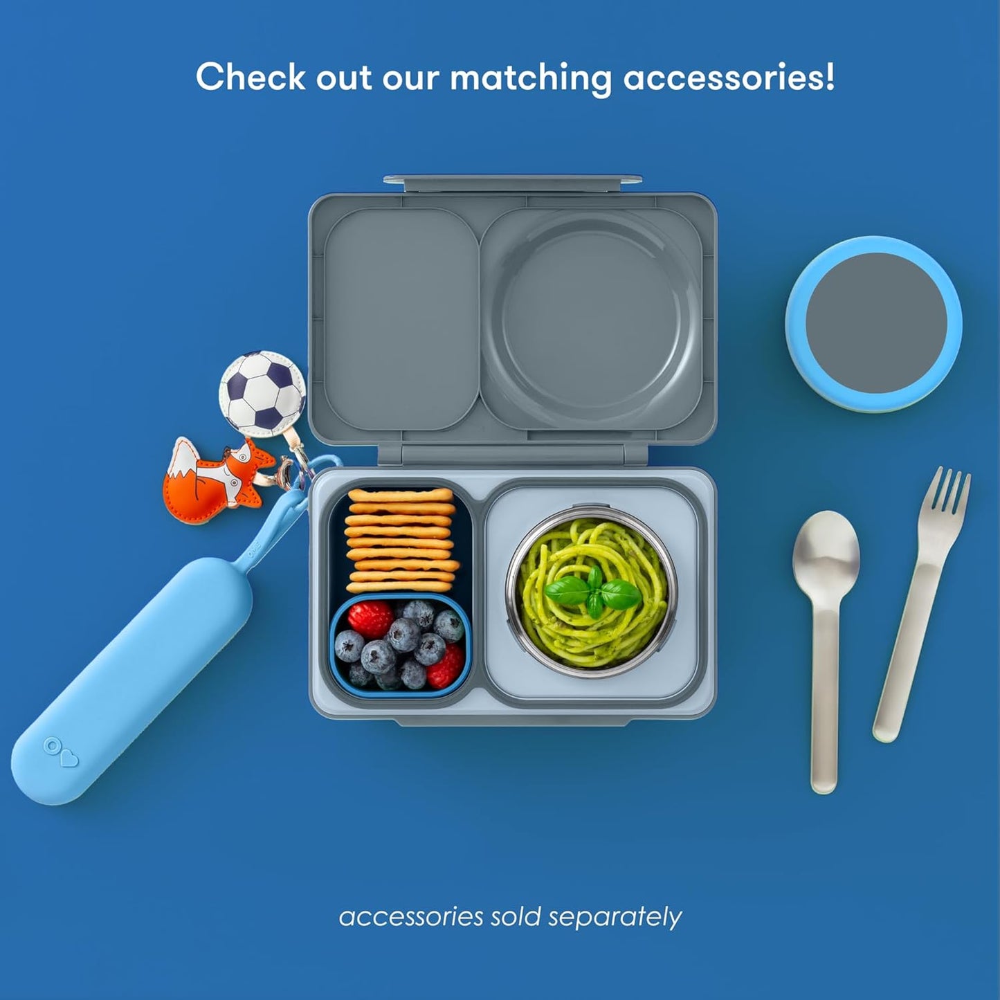 OmieBox UP bento box for kids | Insulated lunch box | Insulated food jar | Cooler ice pack | 2 Compartments (Cherry Pink)