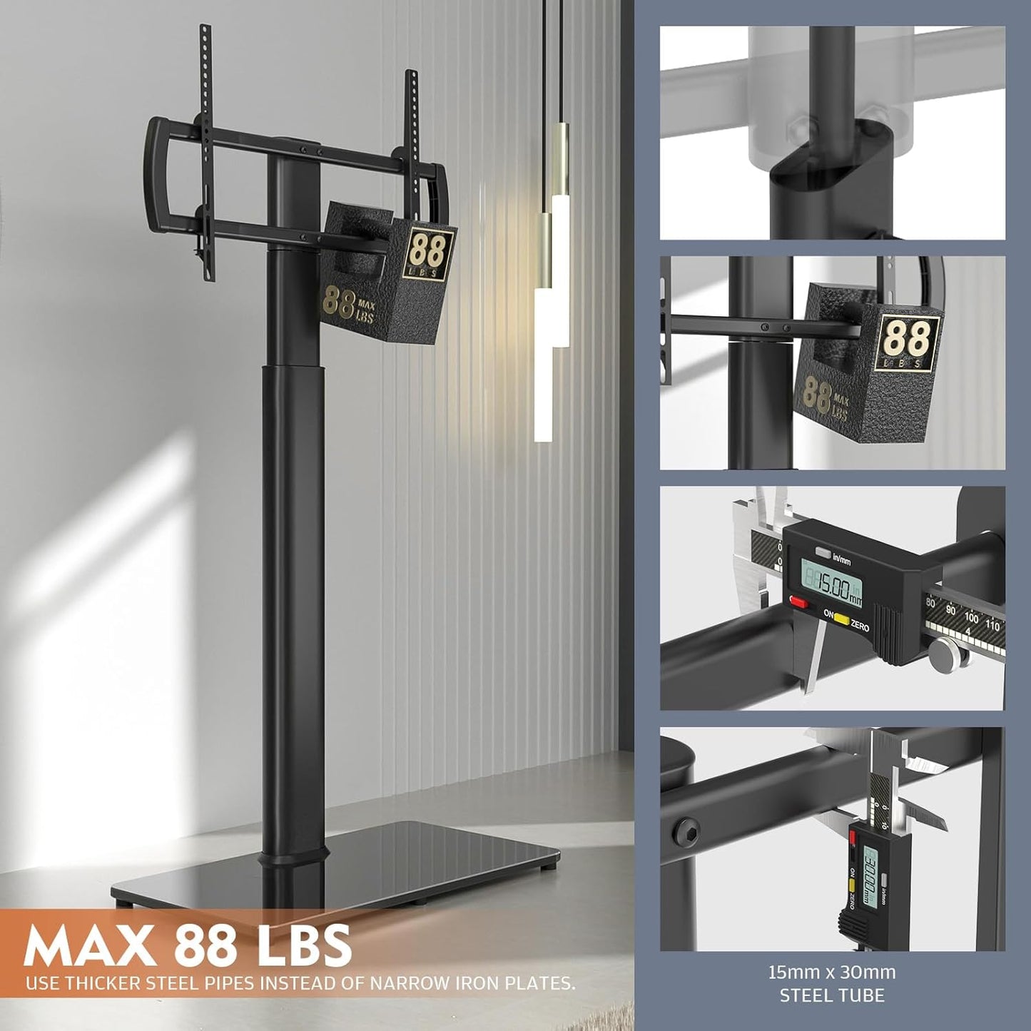 Universal TV Stand with Mount 80 Degree Swivel Height Adjustable and Tilt Function for 27 to 65 inch LCD, LED OLED TVs,HT1002B