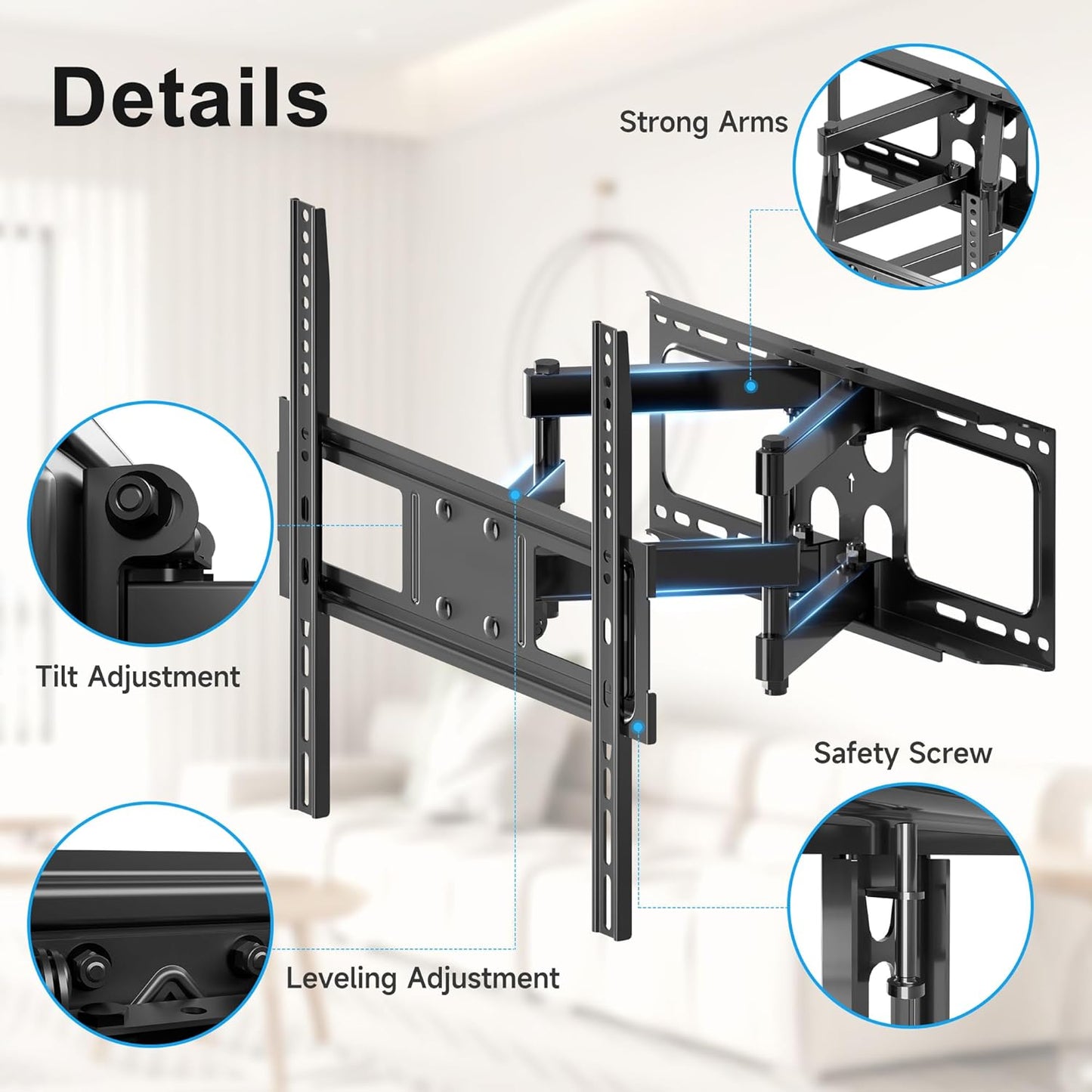 XINLEI TV Full Motion TV Wall Mount for Most 26"-70" Flat Screen/LED/ 4K TVs, Swivel/Tilt TV Bracket with Articulating Dual Arms, Support 99lbs, Max VESA 400x400mm (MA570)
