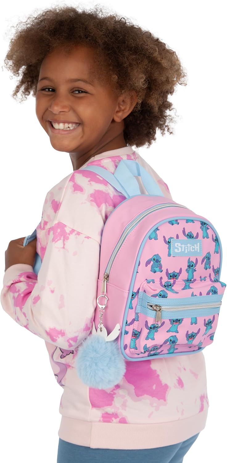 Disney Mini Backpack With Stitch Keychain | Girls Lilo And Stitch Bag | Mini Backpack For Girls | One Size Pink