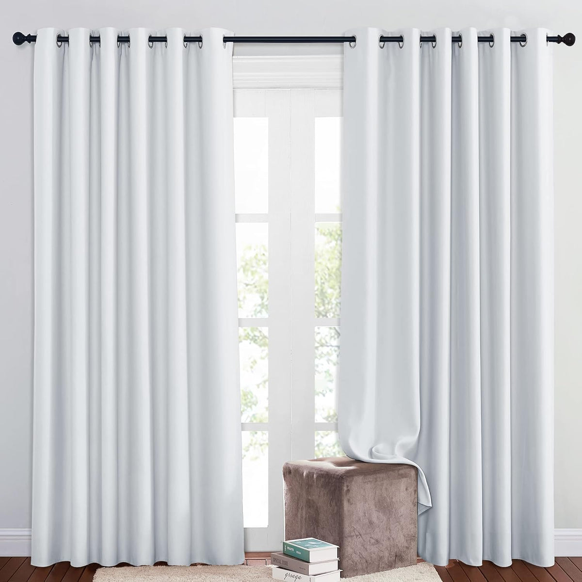 NICETOWN Blackout Curtains 2 Panels for Bedroom- Thermal Insulated Grommet Blackout Curtains 63 Inches Long for Living Room/Kitchen Rideaux occultants (2 Panels, W42 x L63 -Inch,Grey) - PuriLite