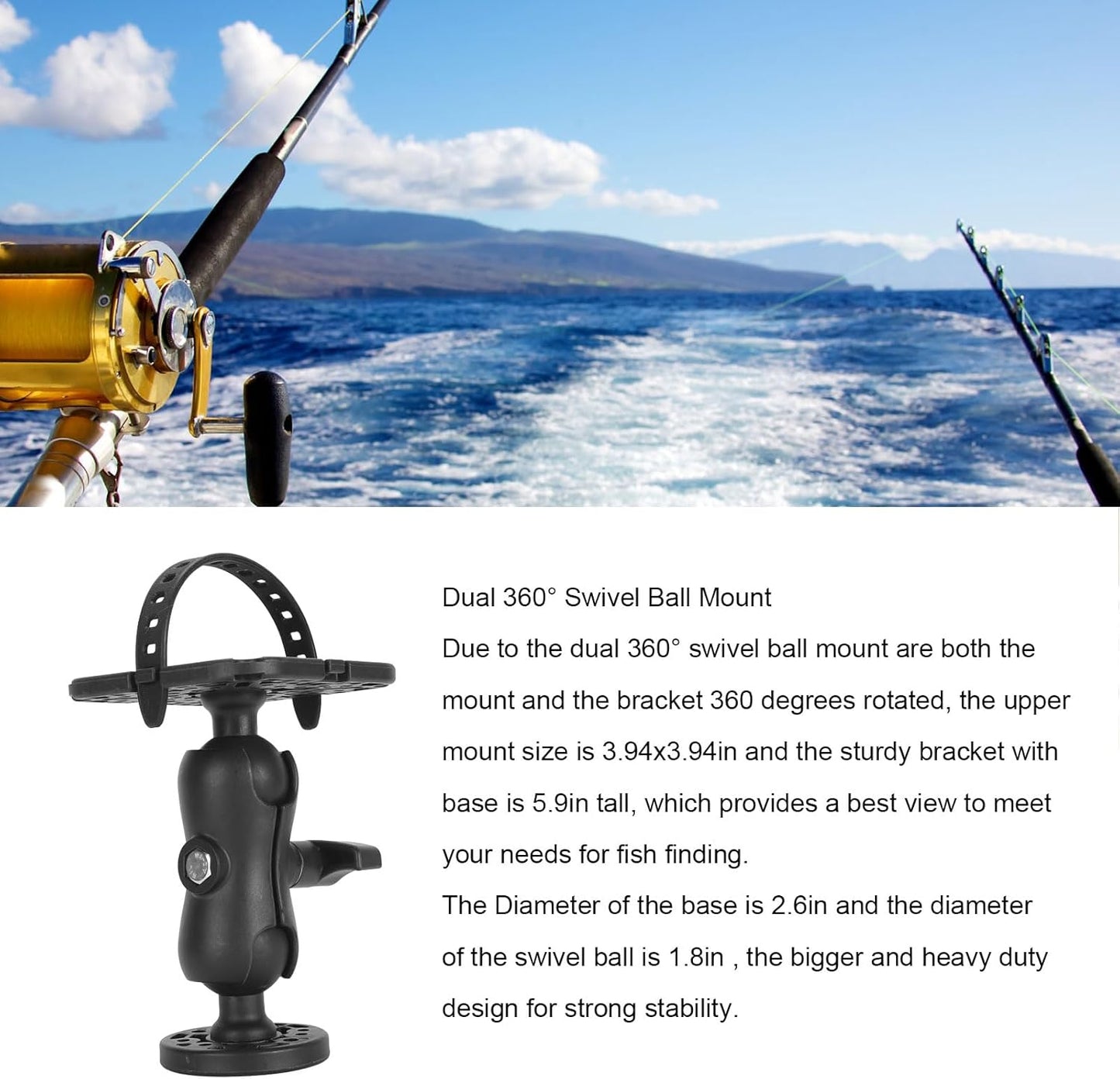 Fockety Fish Finder Mount Base, 360° Rotating Holder for Removable Adjustable Boat Fish Finder Electronic Mount, Stable Bracket for Canoe Kayak