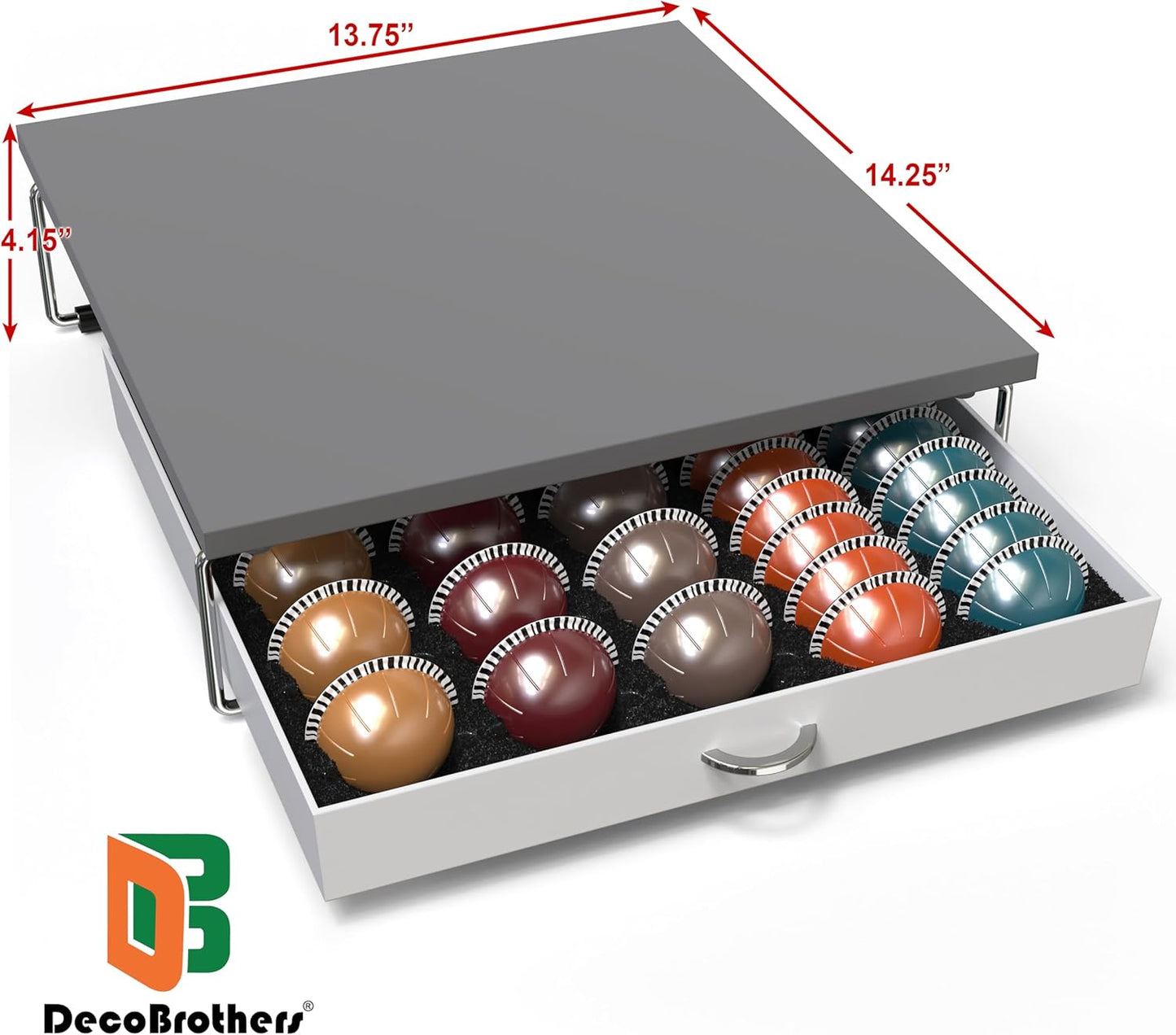DecoBrothers Vertuo Pod Holder VertuoLine Drawer Storage for Nespresso Coffee Capsules, Crystal Tempered Glass, White