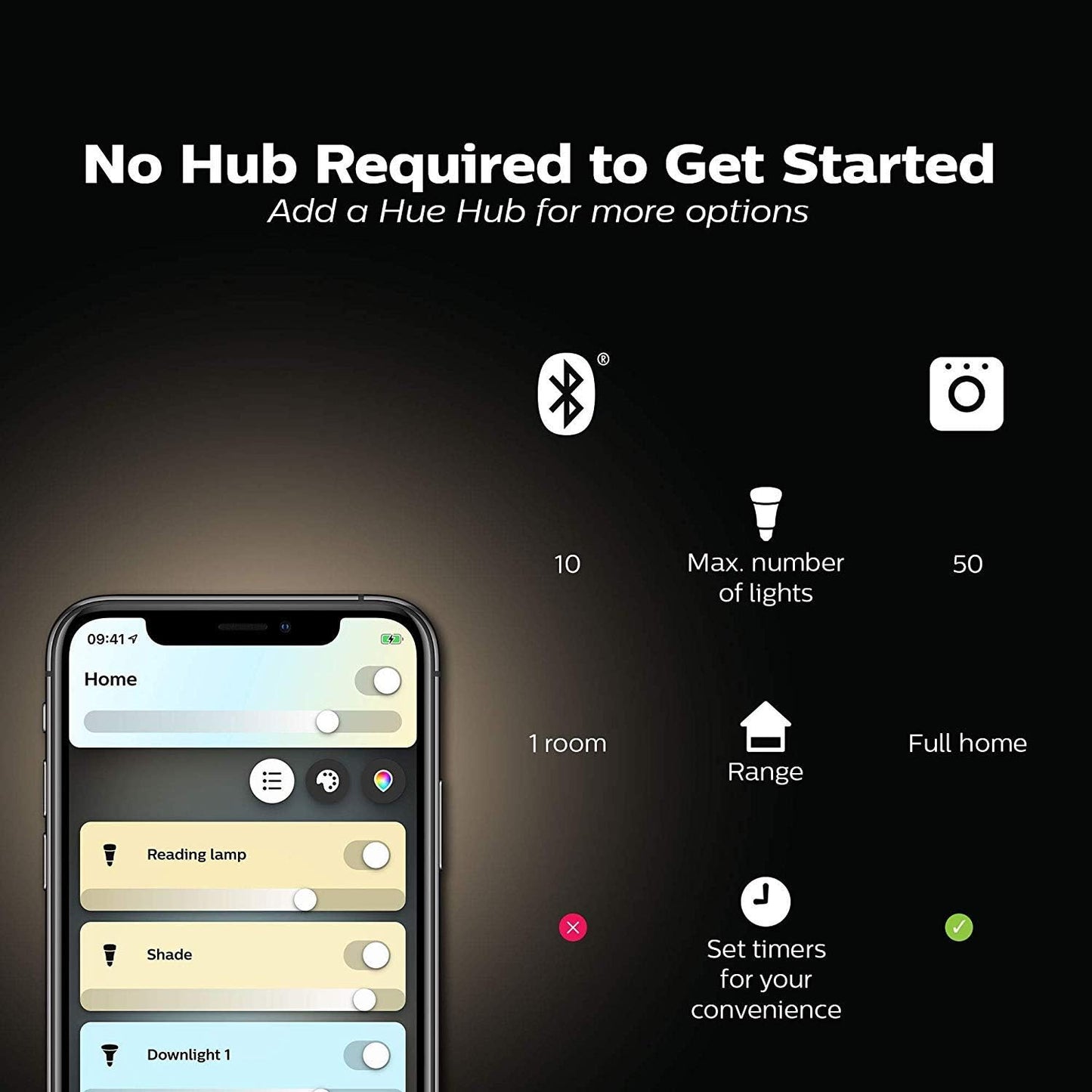 Philips Hue White and Colour Ambiance A19 E26 LED Smart Bulb, Bluetooth & Zigbee Compatible (Hue Hub Optional), Works with Alexa & Google Assistant A Certified for Humans Device (562785),3 Pack