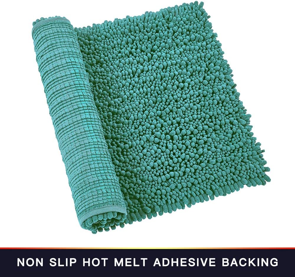 Walensee Bathroom Rug Non Slip Bath Mat (24x17 Inch Blush) Water Absorbent Super Soft Shaggy Chenille Machine Washable Dry Extra Thick Perfect Absorbant Best Small Plush Carpet for Shower Floor