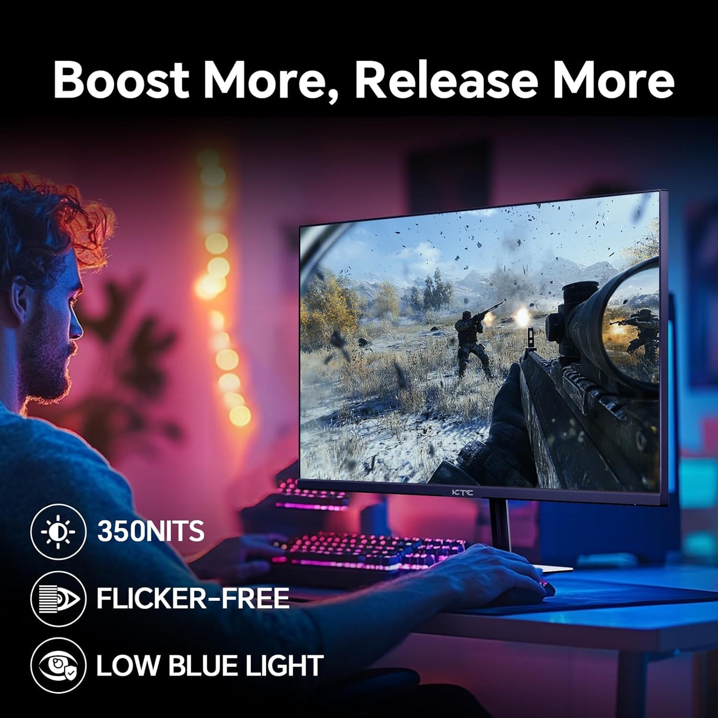 KTC 32 Inch 2K Computer Monitor, IPS 1440p Monitor with Ultra-Thin Bezels, HDR10, Freesync/G-sync, HDMI/DP Ports, Tilt Adjustable, Eyecare, Ideal for Business, Office, and Casual Gaming