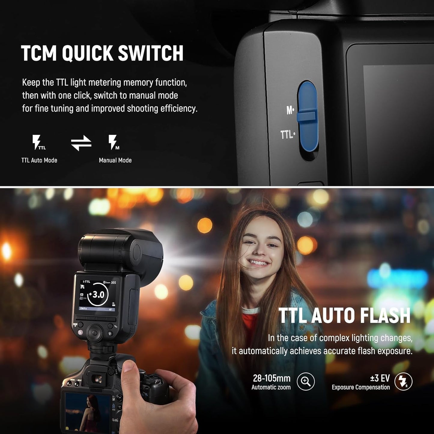 NEEWER Z2-N 2.4G TTL Round Head Flash Speedlite Compatible with Nikon Cameras, 76Ws 1/8000s HSS with Diffuser, 2 Modeling Lamps, Upgraded UI, TTL/M Toggle Key, 3000mAh Battery, 600 Full Power Flash