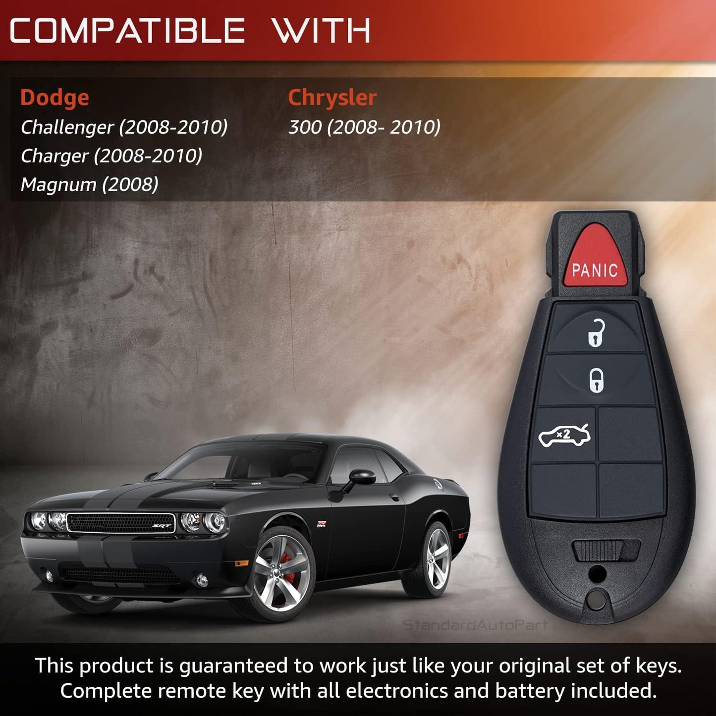 StandardAutoPart Premium Replacement Car Keyless Entry Remote for Grand Caravan Journey Durango Ram Town and Country 300 M3N5WY783X IYZ-C01C (2 Button)