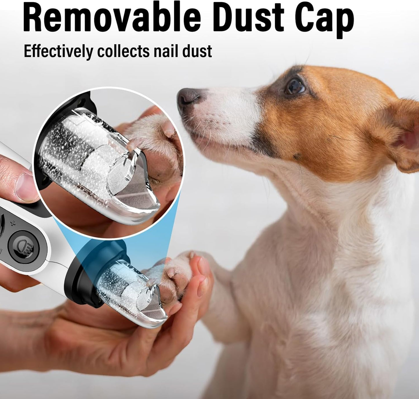 Casfuy Smart 6 Speed Dog Nail Grinder - Pet Nail Grinder with 2 LED Lights Super Quiet Rechargeable Electric Dog Nail Trimmer File Toenail Grinder for Large Medium Small Dogs (Red)