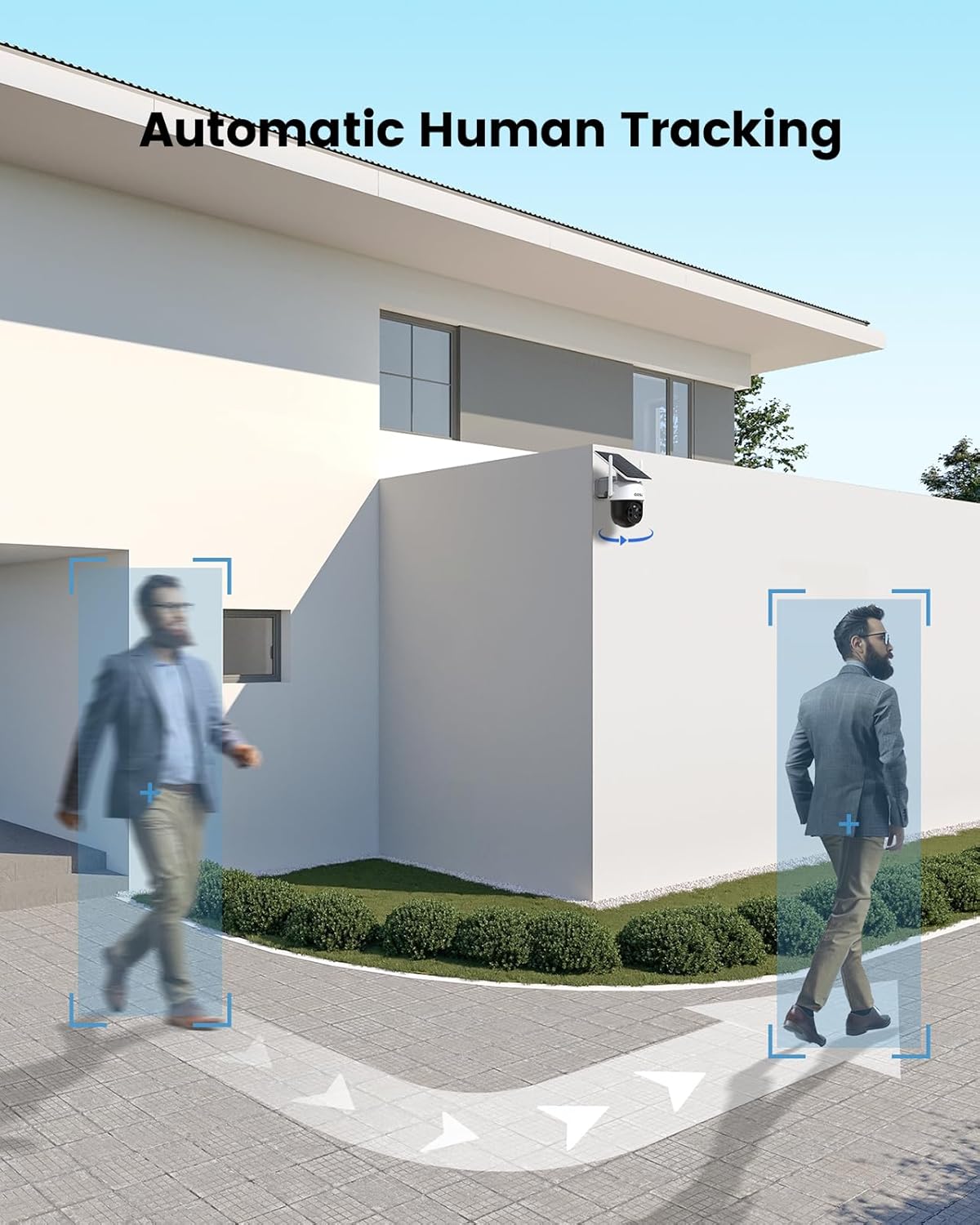 AOSU Solar Camera Outdoor Wireless - 100% Wire-Free Outdoor Security Camera Wireless with Fixed Solar Panel,360° Panoramic View, Human Auto Tracking, 2K Color Night Vision