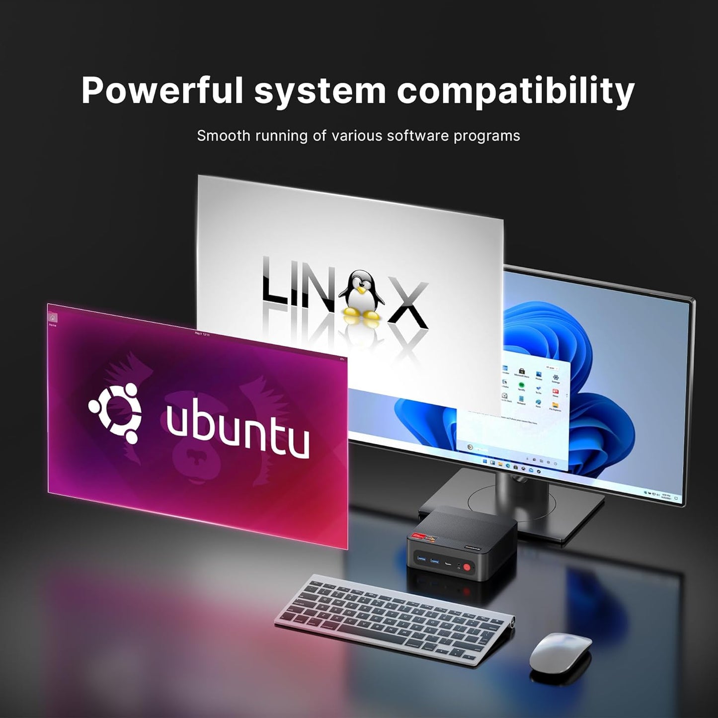 BOSGAME Mini PC P4, Desktop Computers Ryzen 7 5825U PC, Dual LAN Mini Gaming PC,16GB DDR4 RAM, 512GB NVMe SSD, 4K Triple Display, Wi-Fi 6E, Bluetooth 5.2