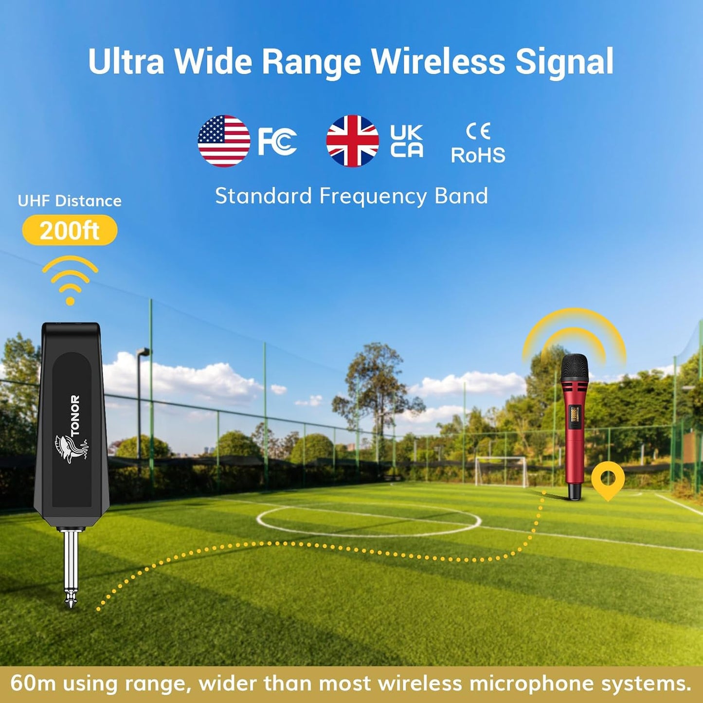 TONOR Wireless Microphones, UHF Dual Karaoke Microphone System, Microfonos Inalambricos with Rechargeable Receiver, Cordless Dynamic Mic for Singing, Wedding, DJ, Party, Speech TW320 Grey