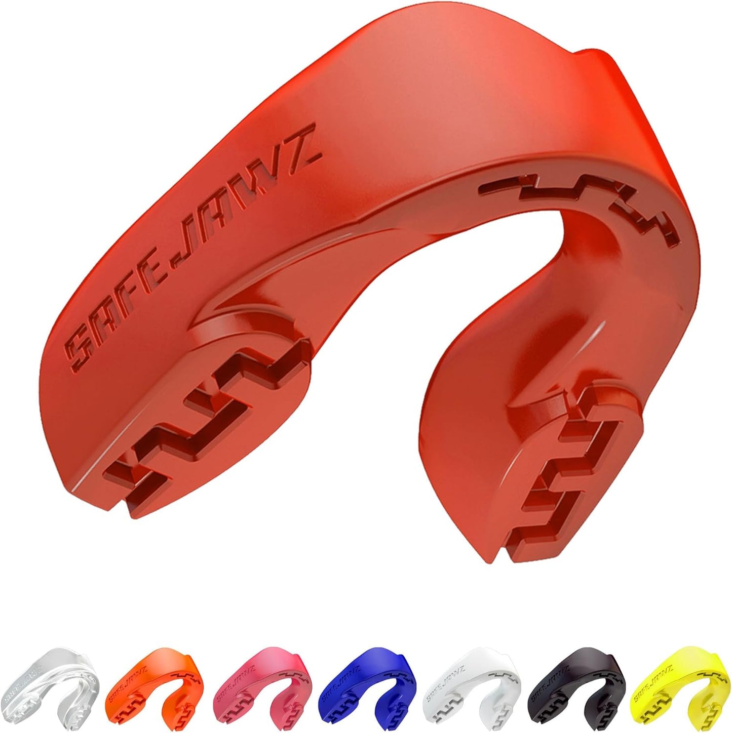 SAFEJAWZ Mouthguard Strapless Slim Fit, Adults and Junior with Case for Boxing, Basketball, Football, MMA, Martial Arts, Hockey and All Contact Sports (Adults (12+ Years), Black)