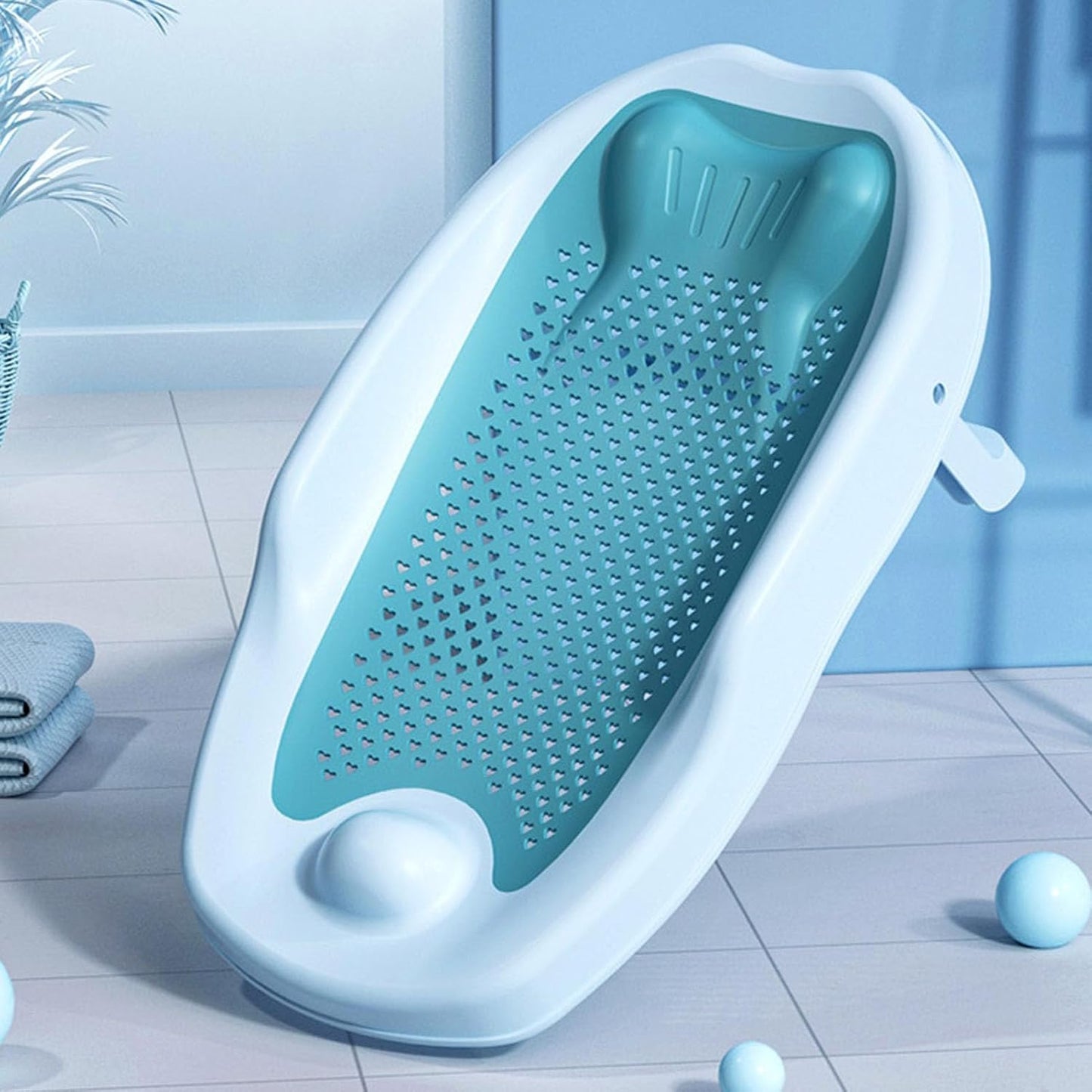 Baby Bath Support Portable Infant Bathtub Soft Back Curve Security Blue Newborn Bathtub Support Infant Bathtub Support Foldable Baby Bathtub Support Baby Shower Support Baby
