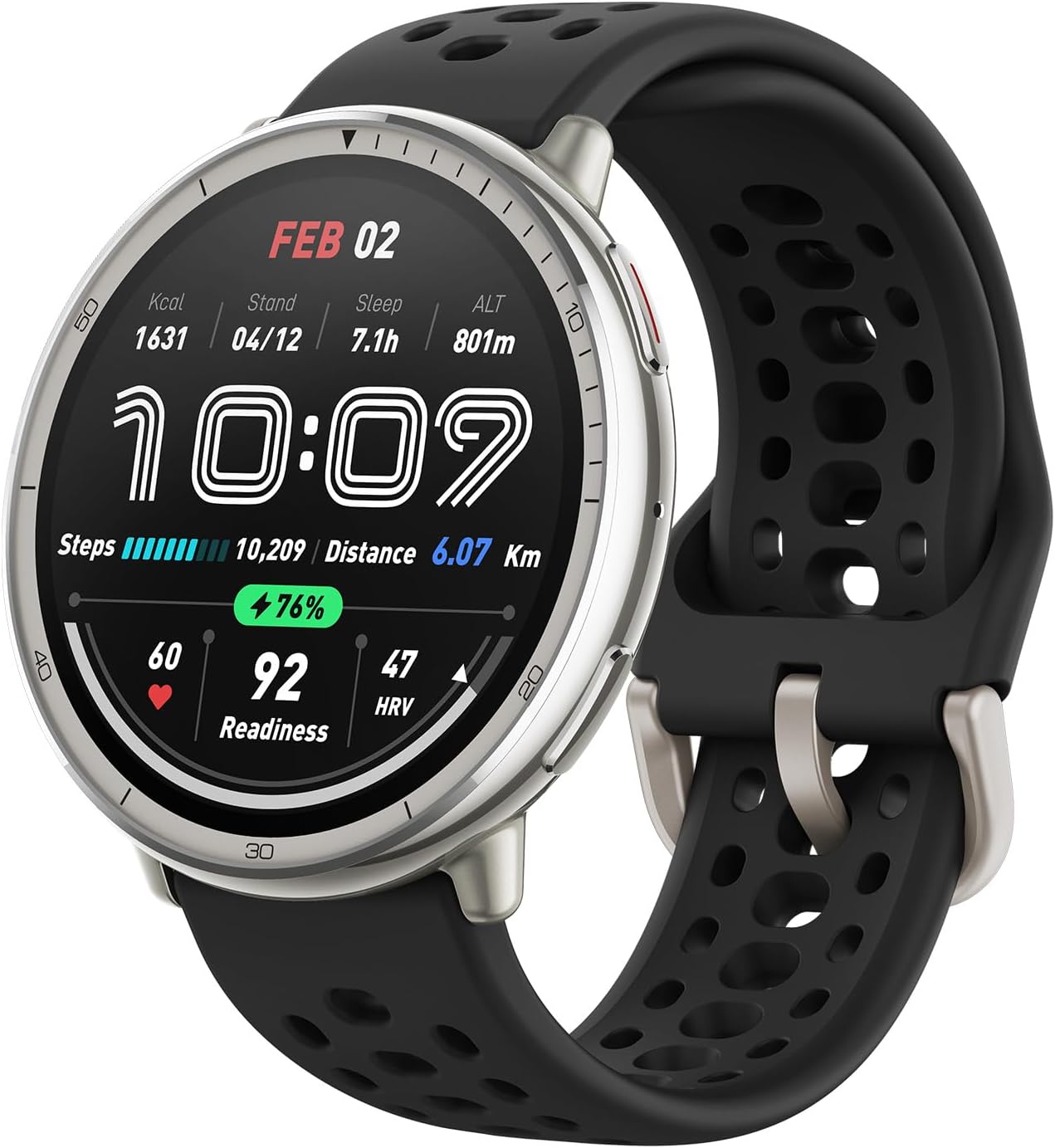 Amazfit Active 2 Smart Watch 44mm, GPS Maps with Direction, Fitness Tracker, 10 Day Battery, Sleep Monitor, 160+ Sport Modes, Water Resistant, for Android & Apple iPhone, Black Sport Silicone