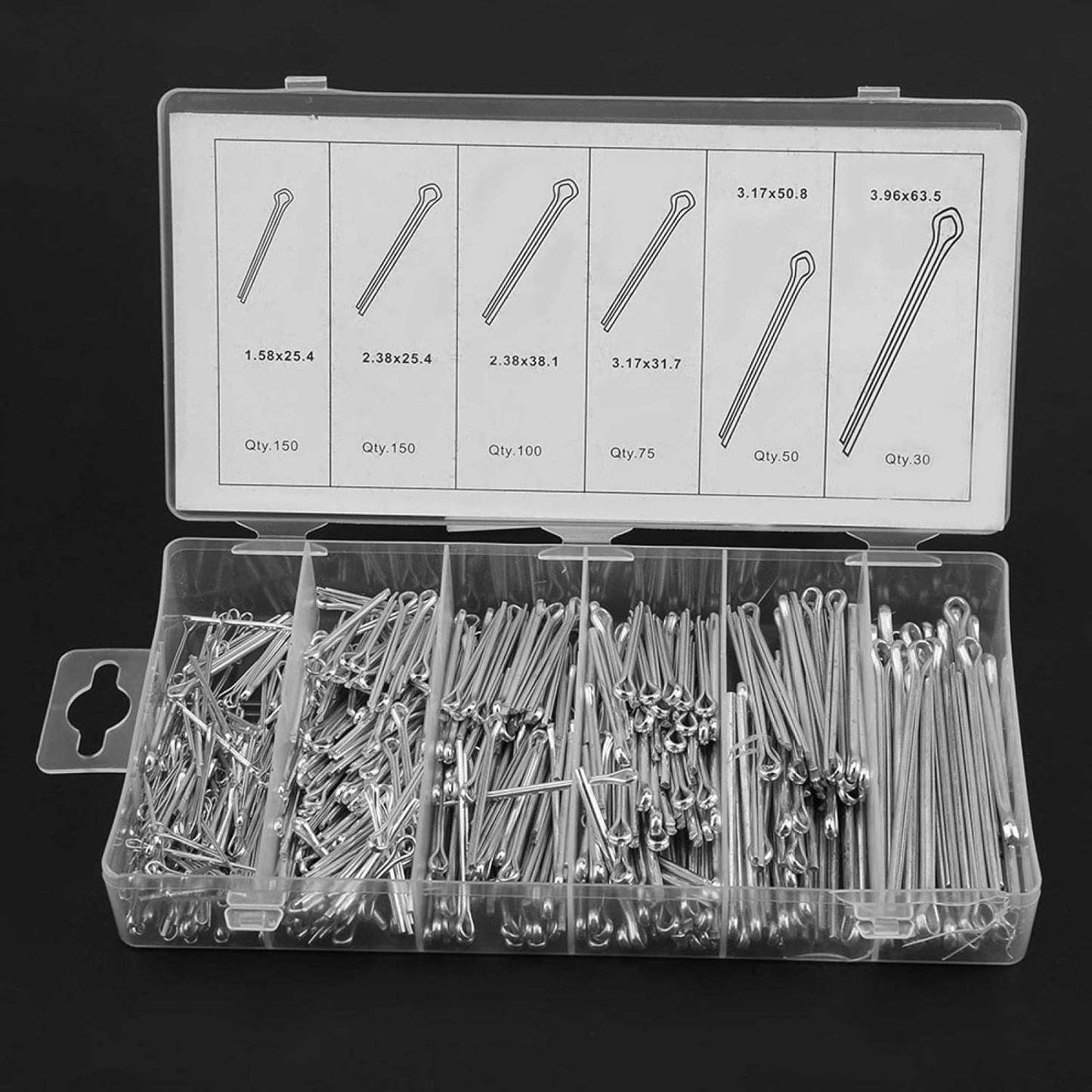 OLCANA 25 Pieces Cotter Pin Assortment Kit 5 Size M1.2 -M3.5 Stainless Steel R Hitch Pin Clips for Tractor Truck Tillage Machine, Retaining Pins