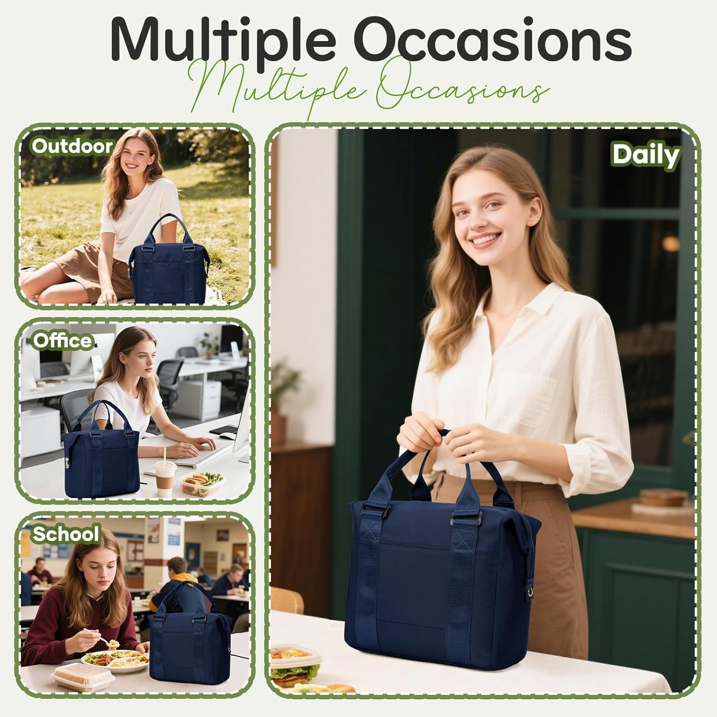 Lunch Bag Insulated Lunch Box Leakproof Lunch Tote Bags for Women Men,Portable Thermal Cooler Bag Lunch Containers with Shoulder Strap for Work, Family, Picnic, School, Outdoor,BBQ C2-Pinkpurple