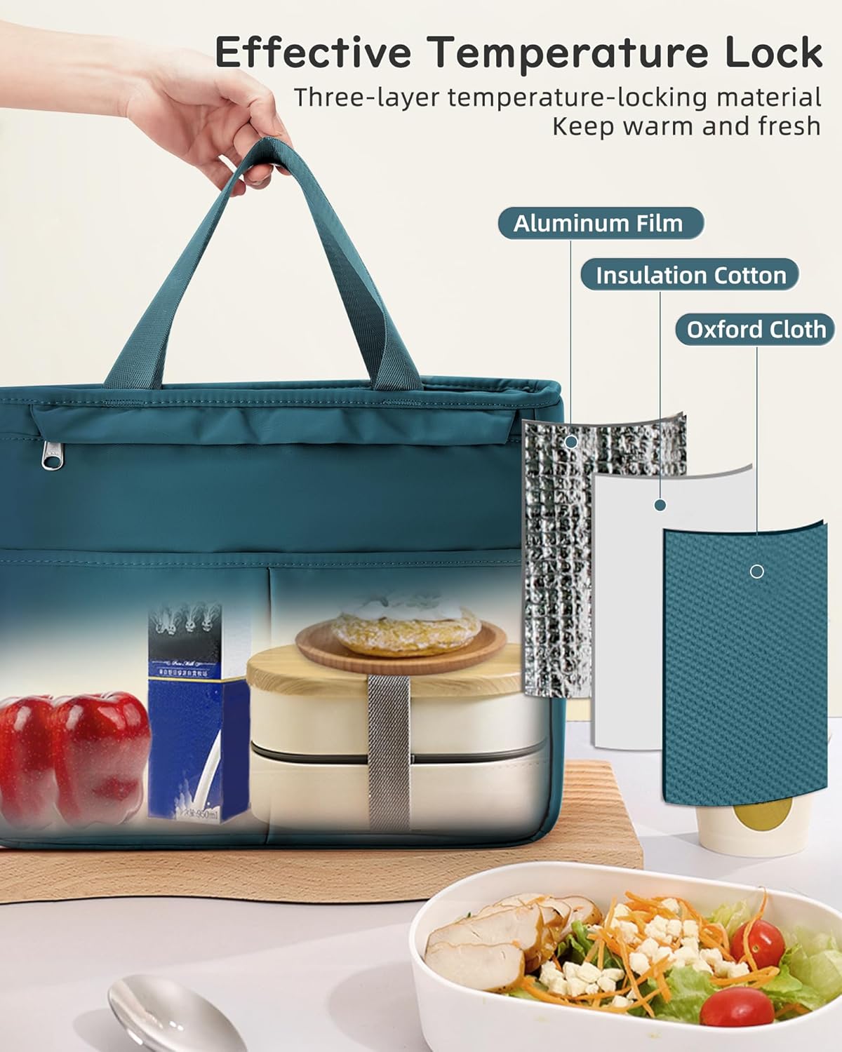 Lunch Bag Insulated Lunch Box Leakproof Lunch Tote Bags for Women Men,Portable Thermal Cooler Bag Lunch Containers with Shoulder Strap for Work, Family, Picnic, School, Outdoor,BBQ C2-Pinkpurple