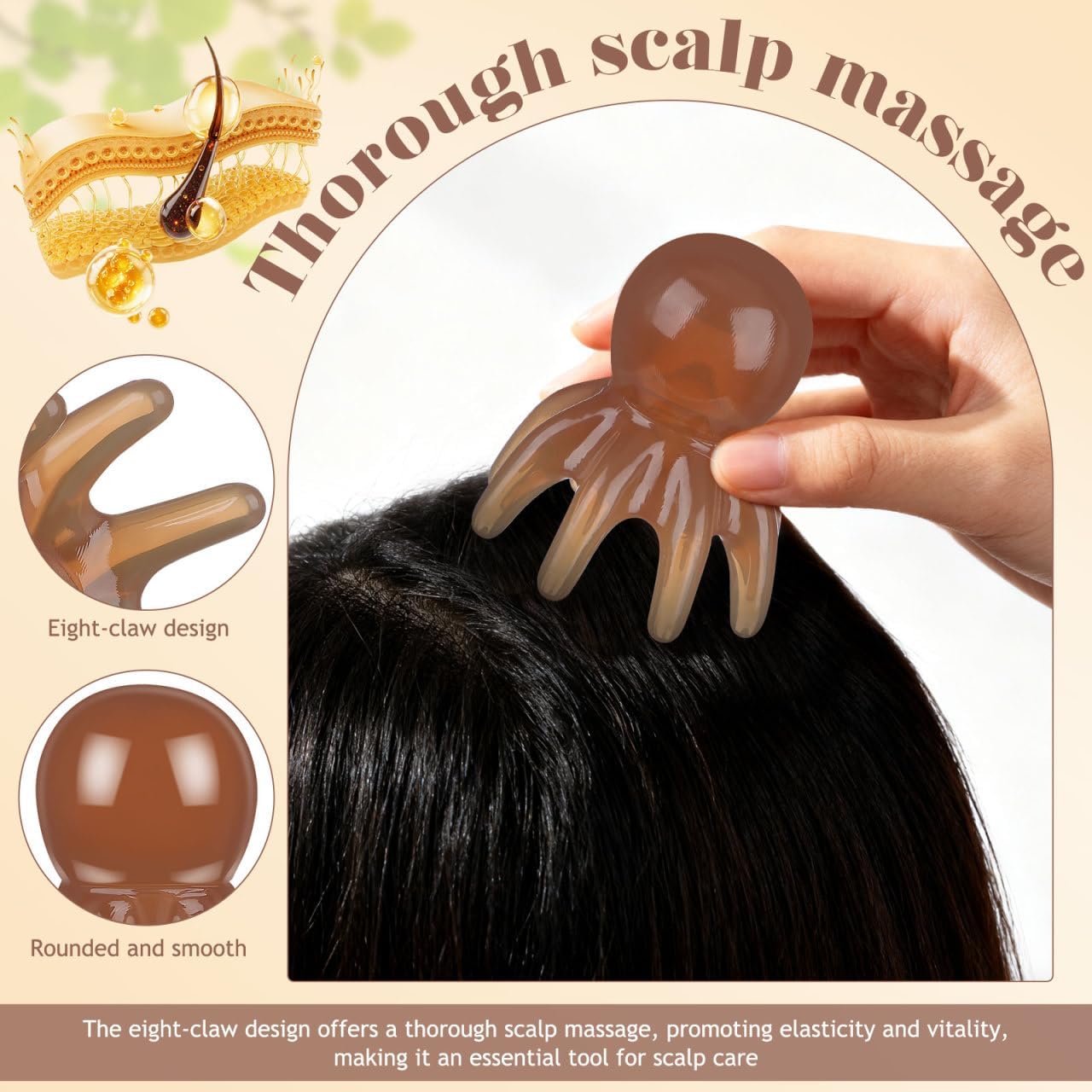 Resin Octopus Massage Comb Scalp Massager Hair Tool Scalp Caring Comb Acupoint Head Massager