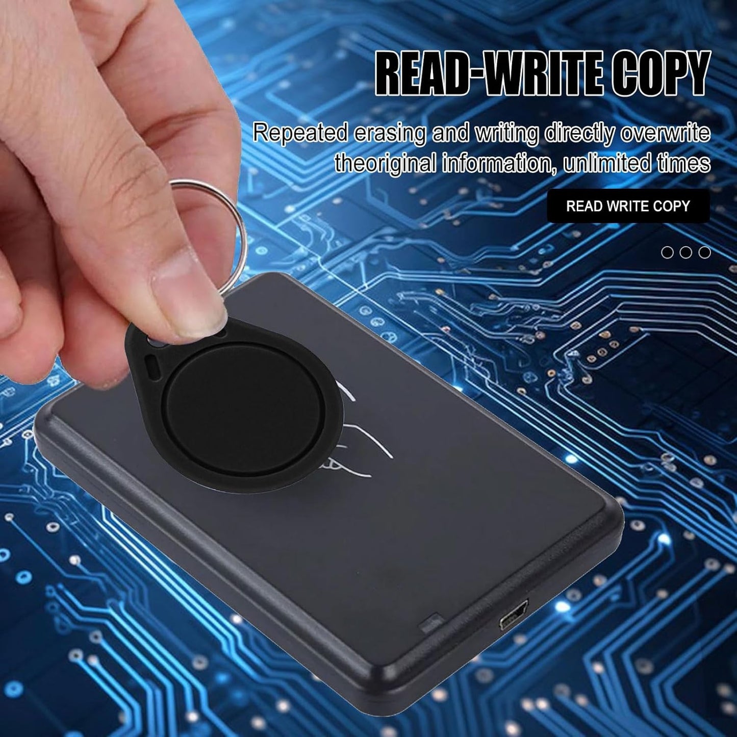 RFID Key Fobs 125KHz 50 PCS, T5577 Proximity ID Tag Rewritable Keypad Card Door Lock Entry Access Control System Fob Tag Wholesale (Black)