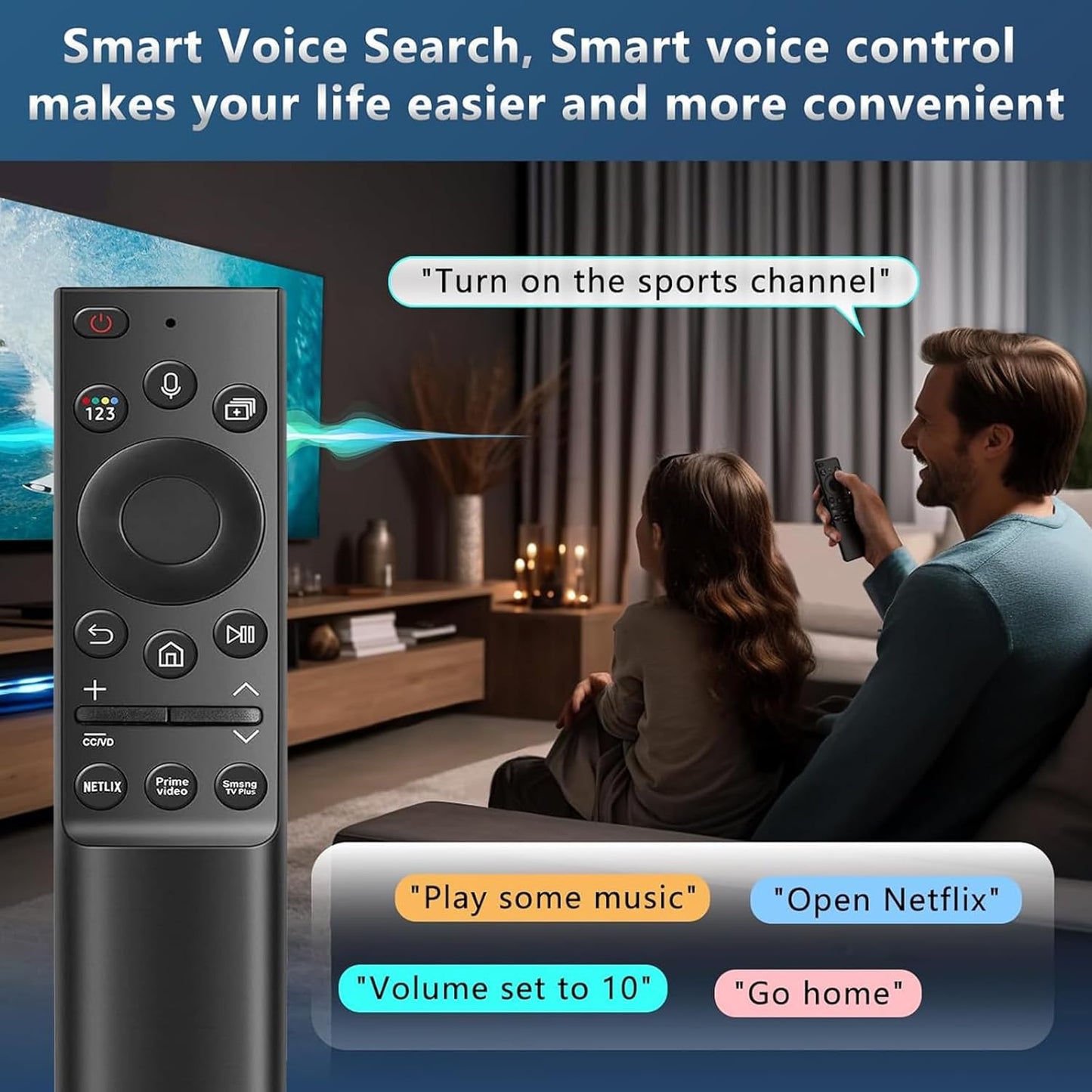 SolarCell Remote BN59-01357A for Samsung Frame TV Remote, Solar Voice Remote Compatible with Samsung HD 4K 8K TV with USB Rechargeable Function