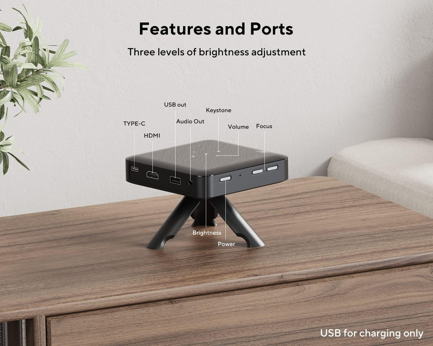 AKIYO Mini Projector, DLP Portable Projector with Built-in Battery, 1080P HD Supported Rechargeable Video Projector Outdoor Capability, Compatible with HDMI, Laptop, iOS, Android (Tripod Included)