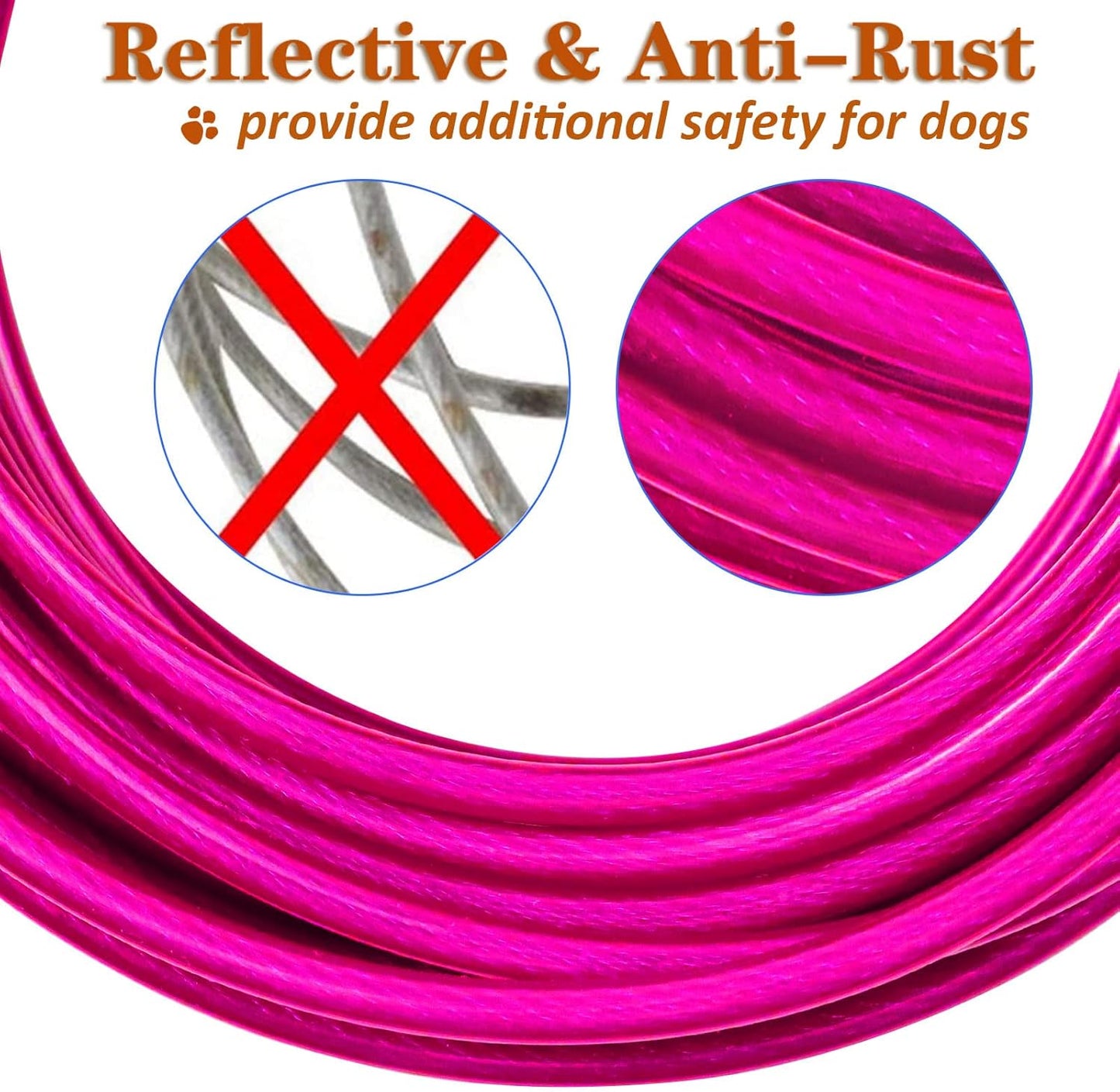 Dog Tie Out Cable Chew Proof, Long Dog Leash 30FT, Dog Runner for Yard Heavy Duty, Dog Chains for Outside, Sturdy Long Line Lead for Dogs Training Outdoor in Yard or Camping