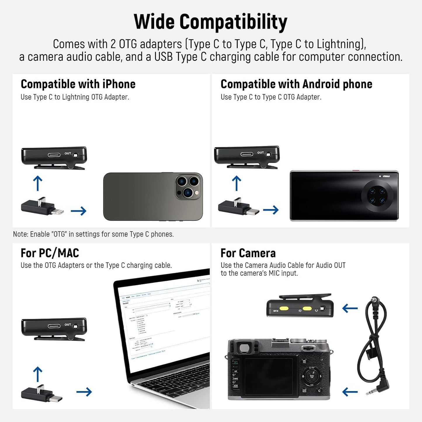 NEEWER CM28 Wireless Lavalier Microphone System with Charging Case, 1 Click Noise Canceling, 4GB Storage for 9Hrs of 48KHz 16 Bit Uncompressed Audio Lapel Mic Compatible with iPhone/Android/PC/Camera