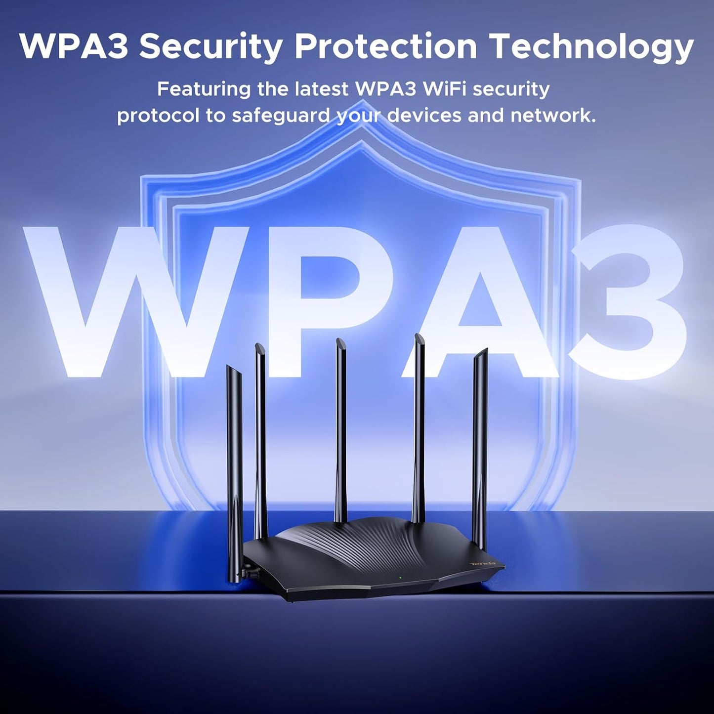 Tenda AX3000 WiFi 6 Gaming Router Dual Band Gigabit Wireless Router for Home, Long Range Coverage with 5 * 6dBi High-Gain Antennas, High Speed with 4 Gigabit Ports, Support WPA3, VPN(RX12Pro)