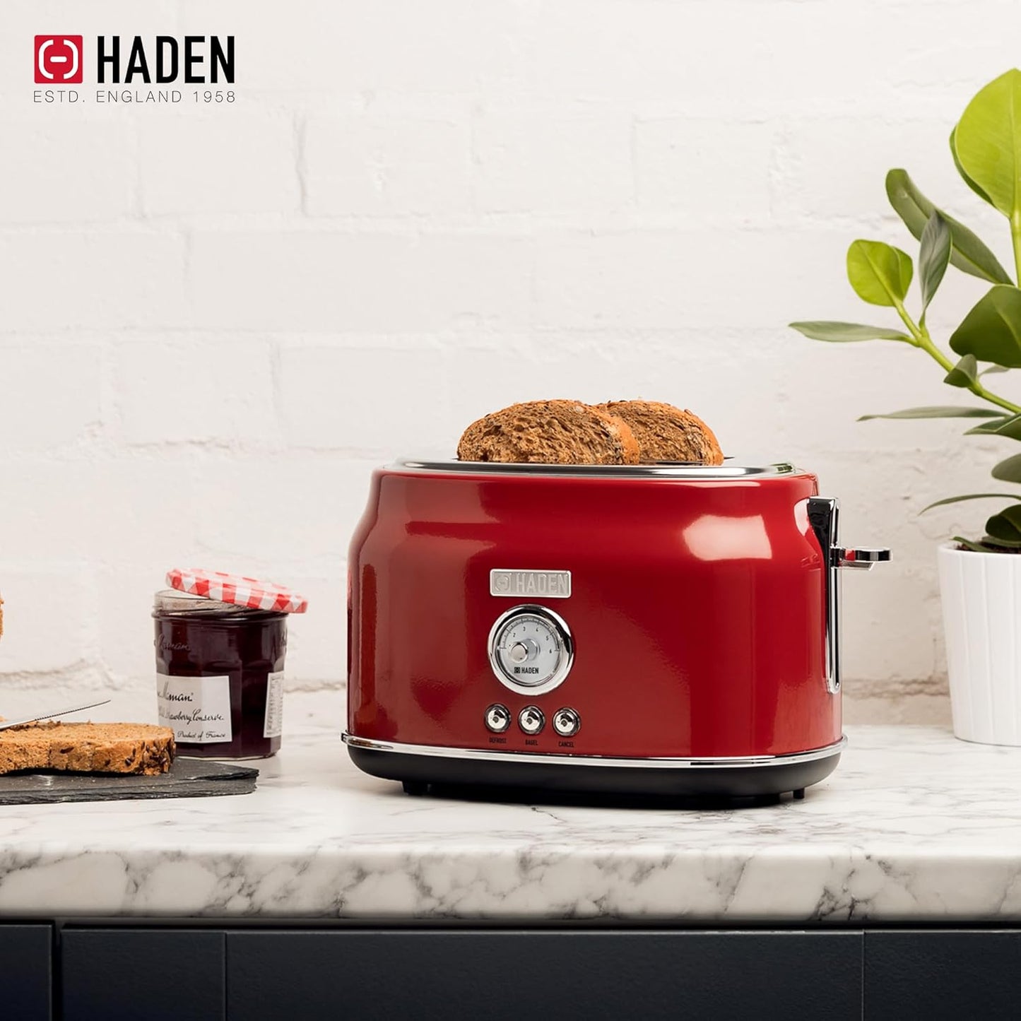 Haden Dorset 75083 Stainless Steel 1500W Retro Toaster 4 Slice Wide Slot w/Removable Crumb Tray and Settings, Black/Copper Toasters w/Adjustable Browning Control, Smart Toaster