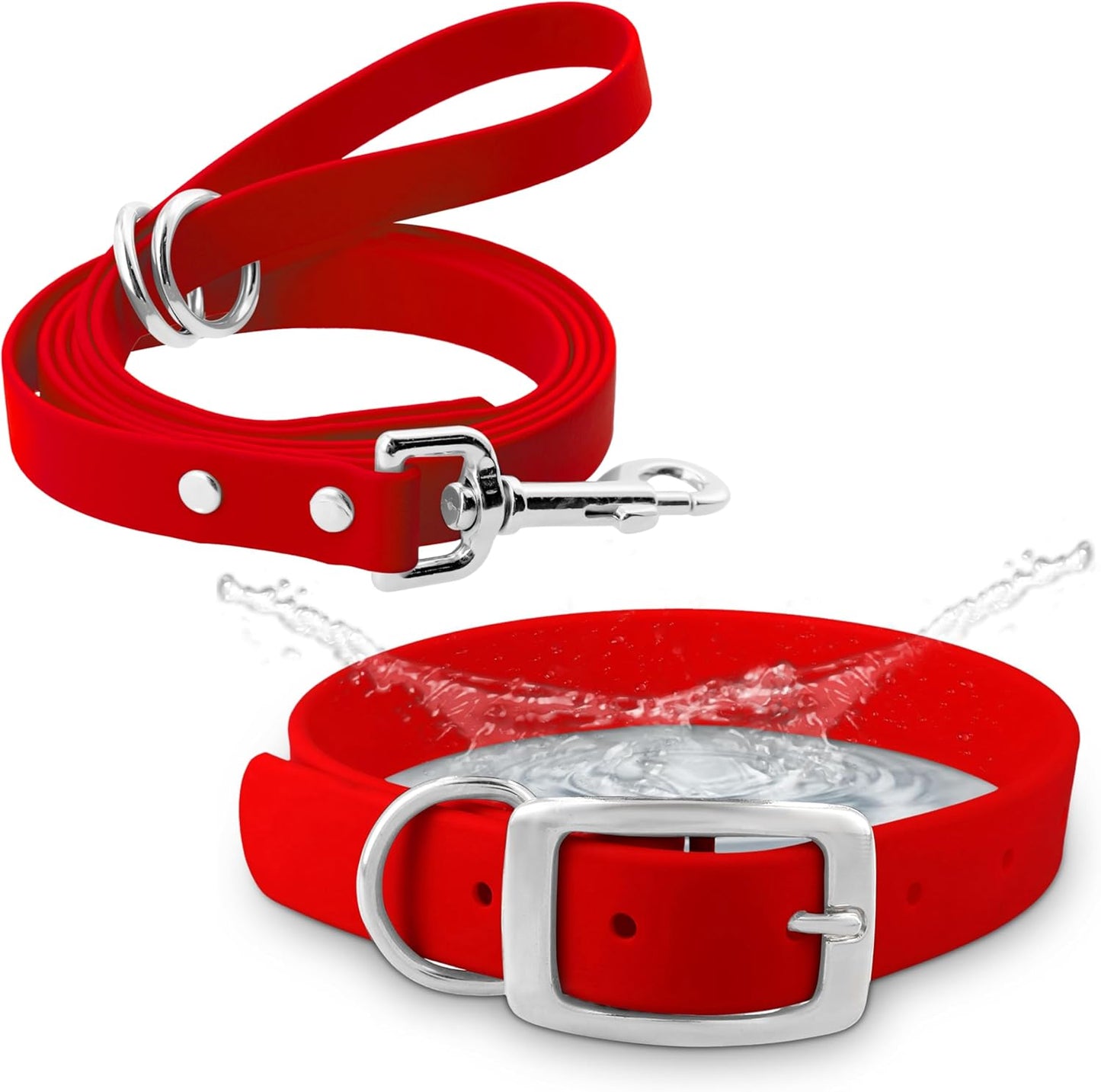 Regal Dog Products Medium Yellow Waterproof Dog Collar with Heavy Duty Double Buckle & D Ring | Vinyl Coated, Custom Fit, Adjustable Biothane Dog Collar | Chew Resistant Waterproof Collar for Dogs