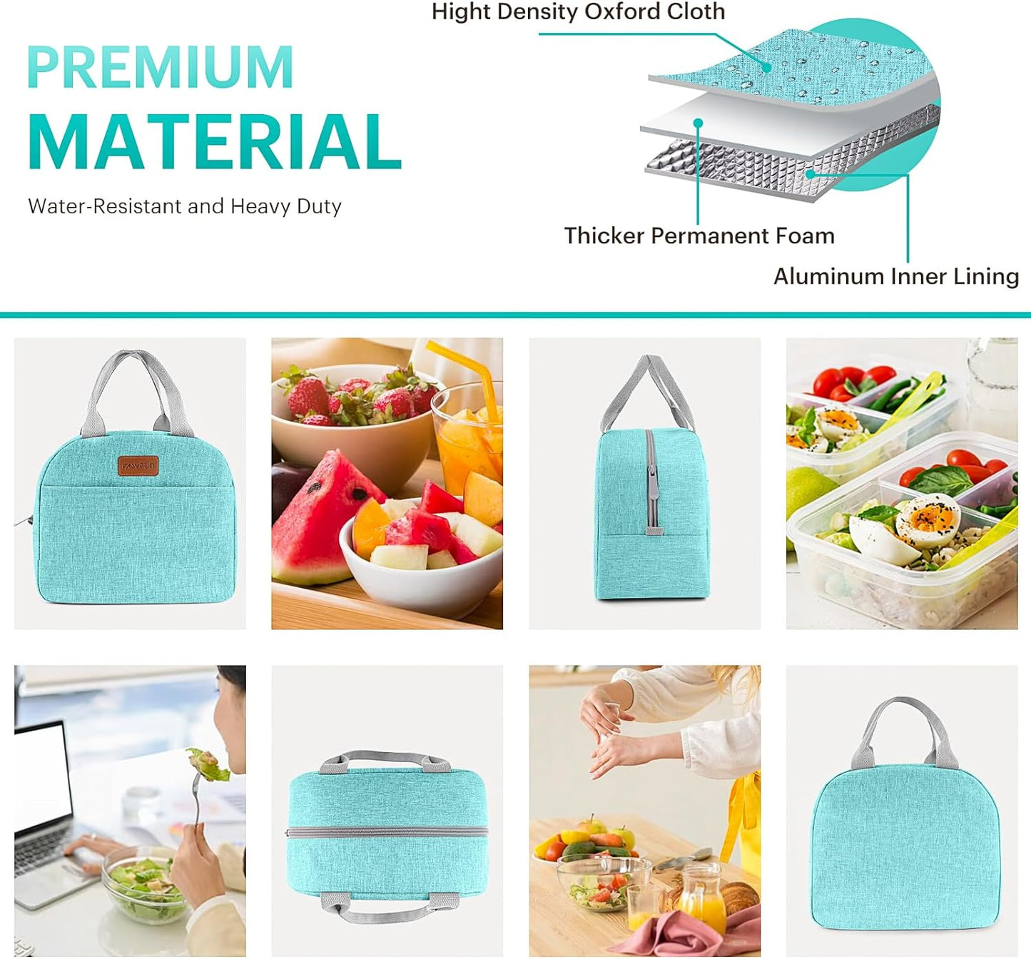 Lunch Bag for Women & Men Adult Insulated Lunch Box, Small Leakproof Cooler Food Lunch Containers Reusable High Capacity Lunch Tote Bags for Work, Travel, Outdoor