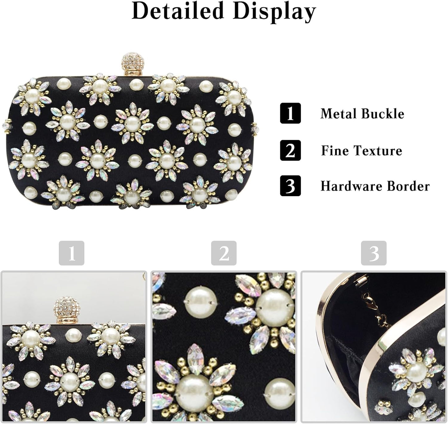 CORIOS Rhinestone Evening Bag for Women Beaded Clutch Bag Bridal Wedding Purse Glitter Shoulder Bag Luxury Crystal Handbag