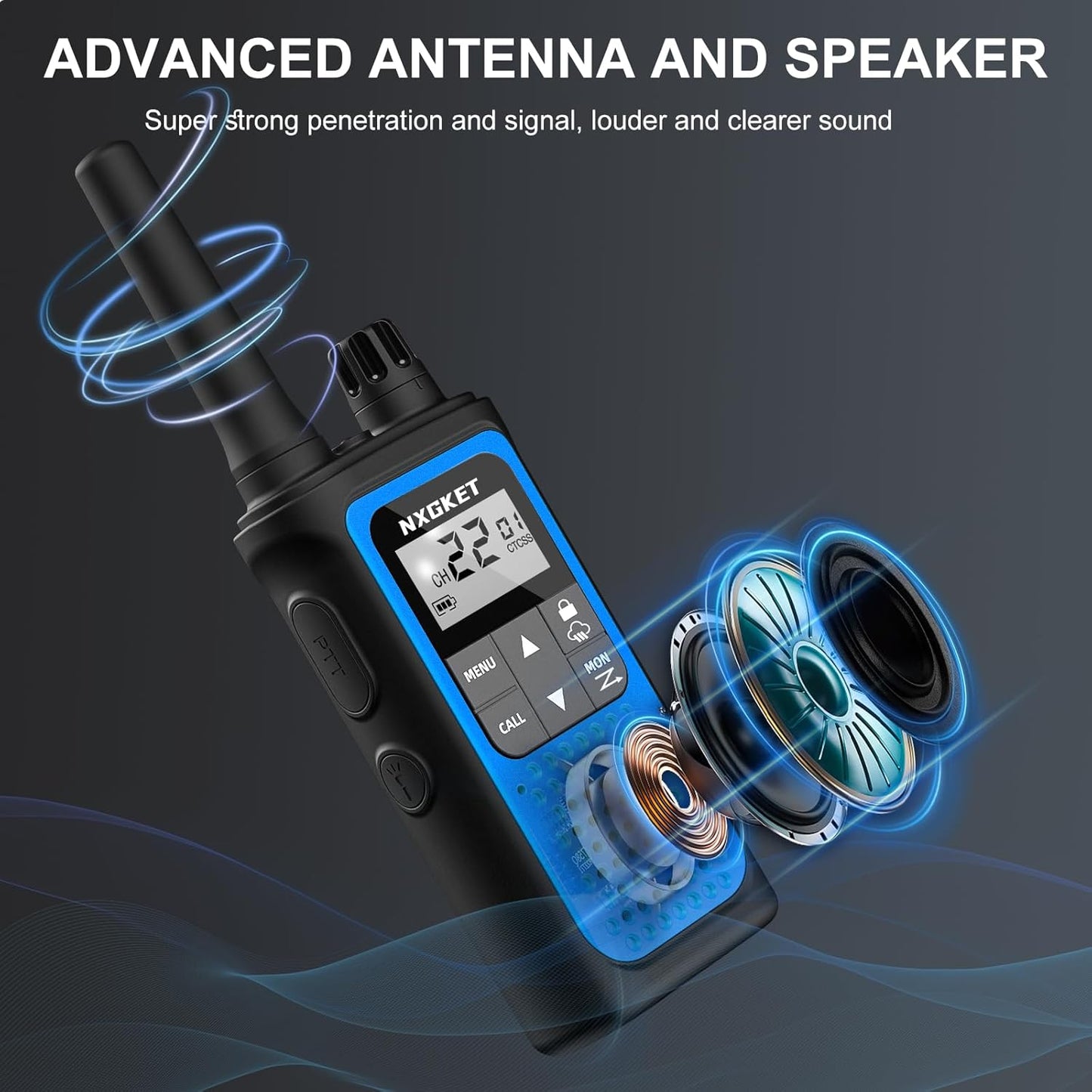 NXGKET Walkie Talkies Long Range for Adults Kids – Rechargeable Two Way Radio with 22 Ch, 1800mAh Battery, USB-C Charging, NOAA Weather, VOX, Flashlight – Great for Outdoor Camping & Hiking 4 Pack