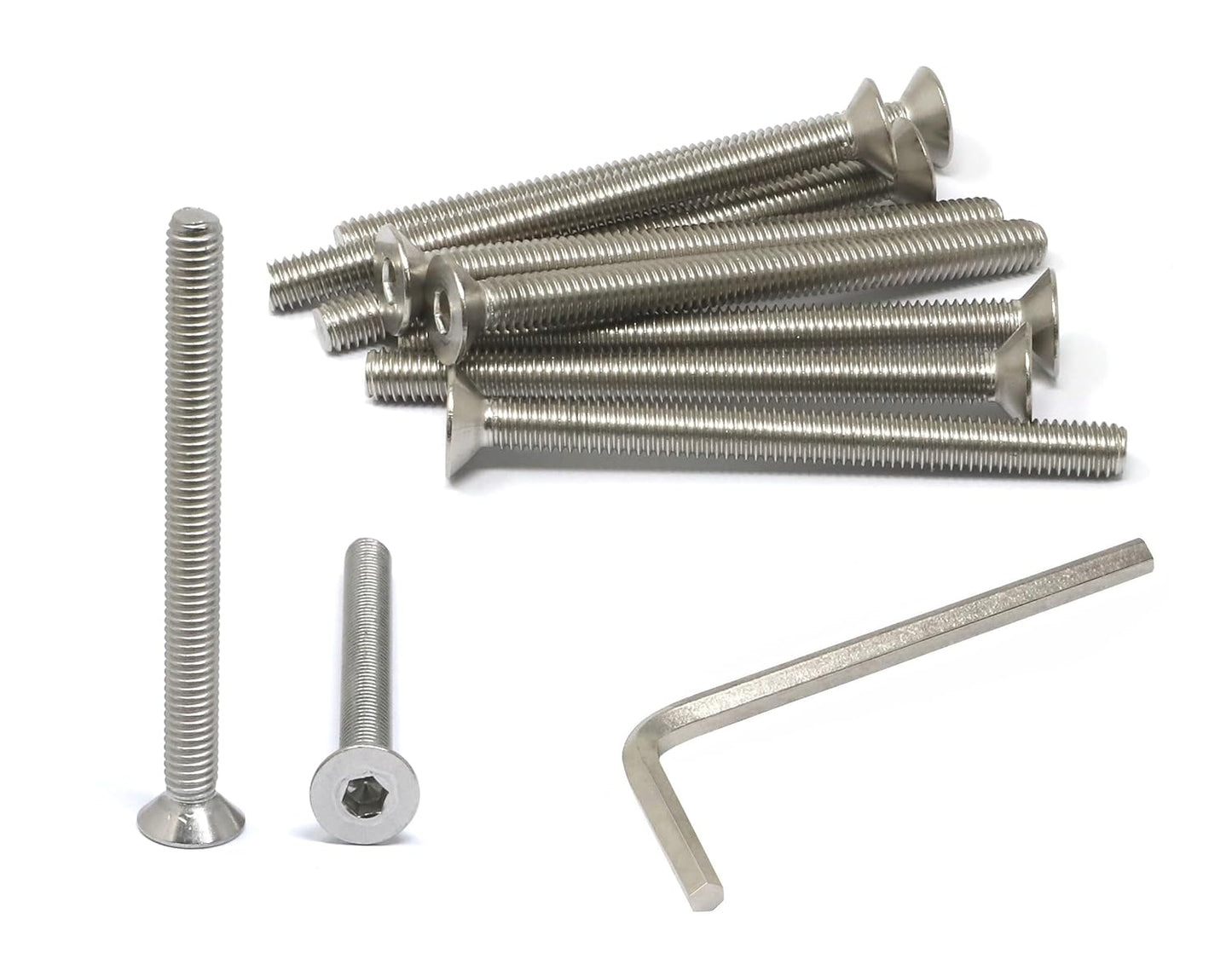 iexcell 5 Pcs M8 x 80mm Thread Pitch 1.25 mm Stainless Steel 304 Hex Socket Flat Head Cap Screws Bolts Kit