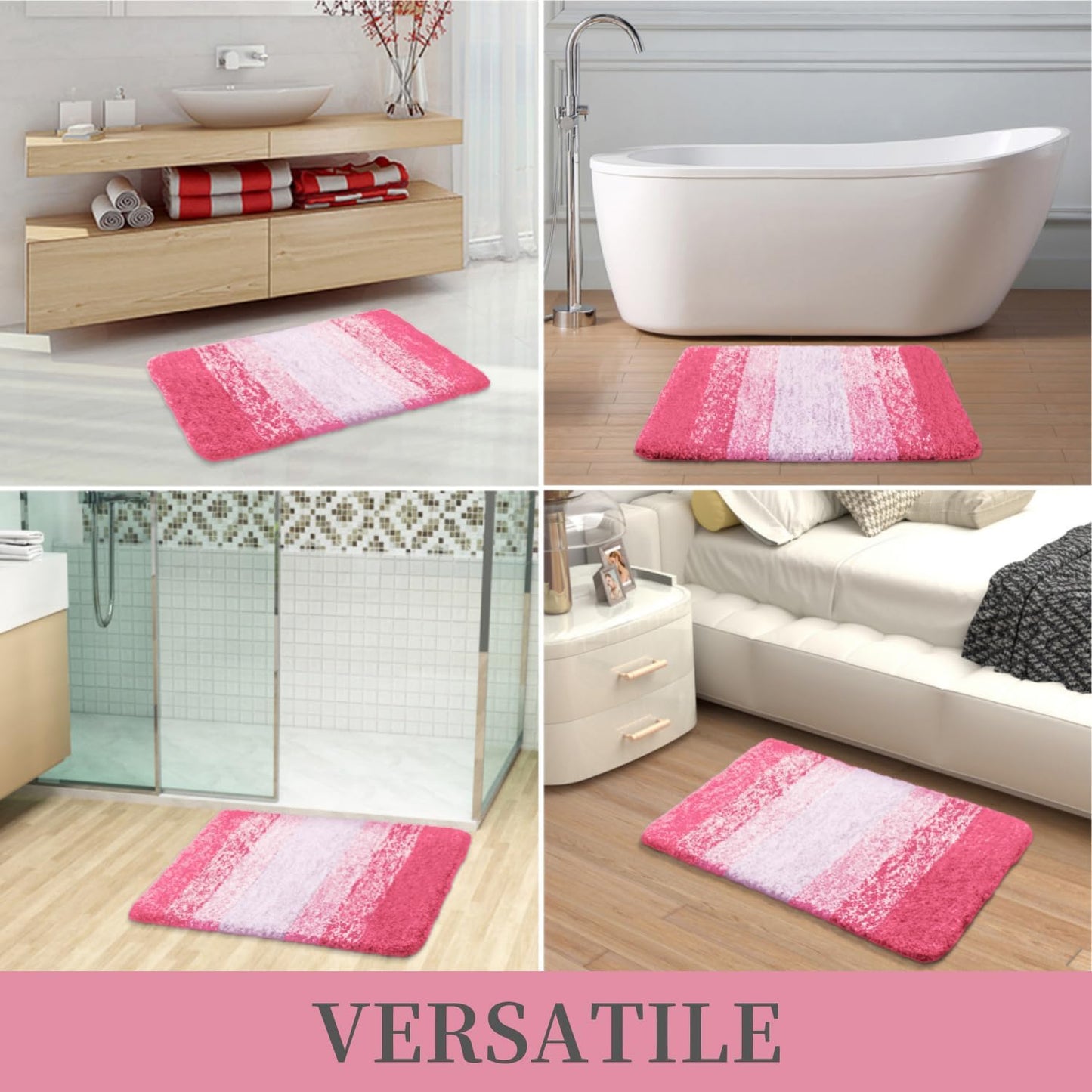 OLANLY Luxury Microfiber Bath Mat, Extra Soft and Absorbent Bathroom Mat, Non-Slip Plush Shaggy Bathroom Rug, Machine Wash Dry, Bath Rugs for Bathroom Floor, Tub and Shower, 16x24, Grey