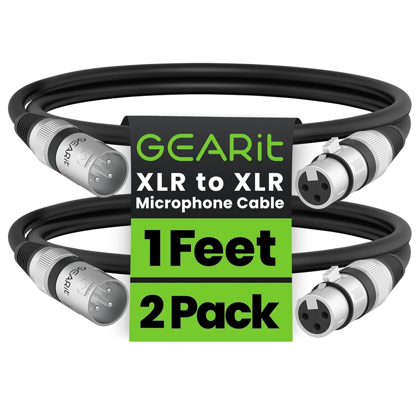 GEARit XLR Male to Female Microphone Cable (10 Feet, 6-Pack) 3-Pin Balanced Shielded Mixer, Recording Studio, Podcast - Black