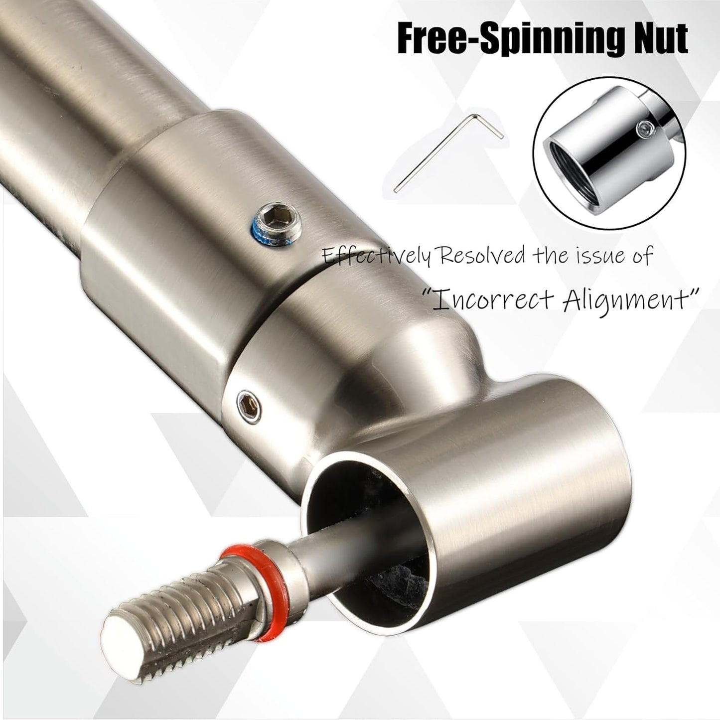 Shower Head Extension Arm, 6 Inch Adjustable Shower Arm Extender for Handheld/Fixed/Rain Shower Head, All Metal Showerhead Arm with G1/2 Universal Connector, Easy Installation, Brushed Nickel