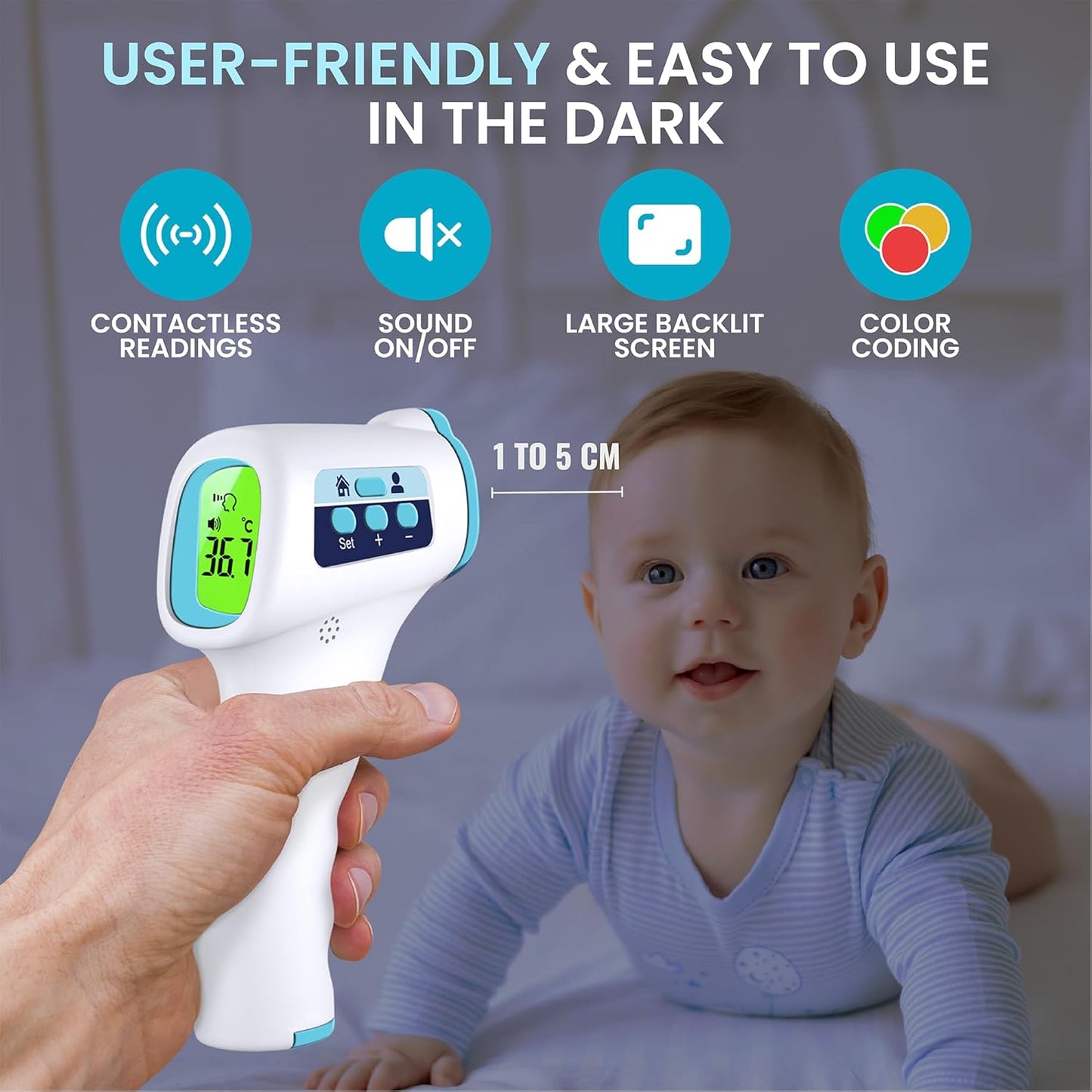 ByFloProducts, Forehead Thermometer, Non Touch Digital Thermometer for Adult and Baby, Digital Infrared Thermometer, Fast and Accurate Reading with Fever Alarm, Proudly Canadian Business