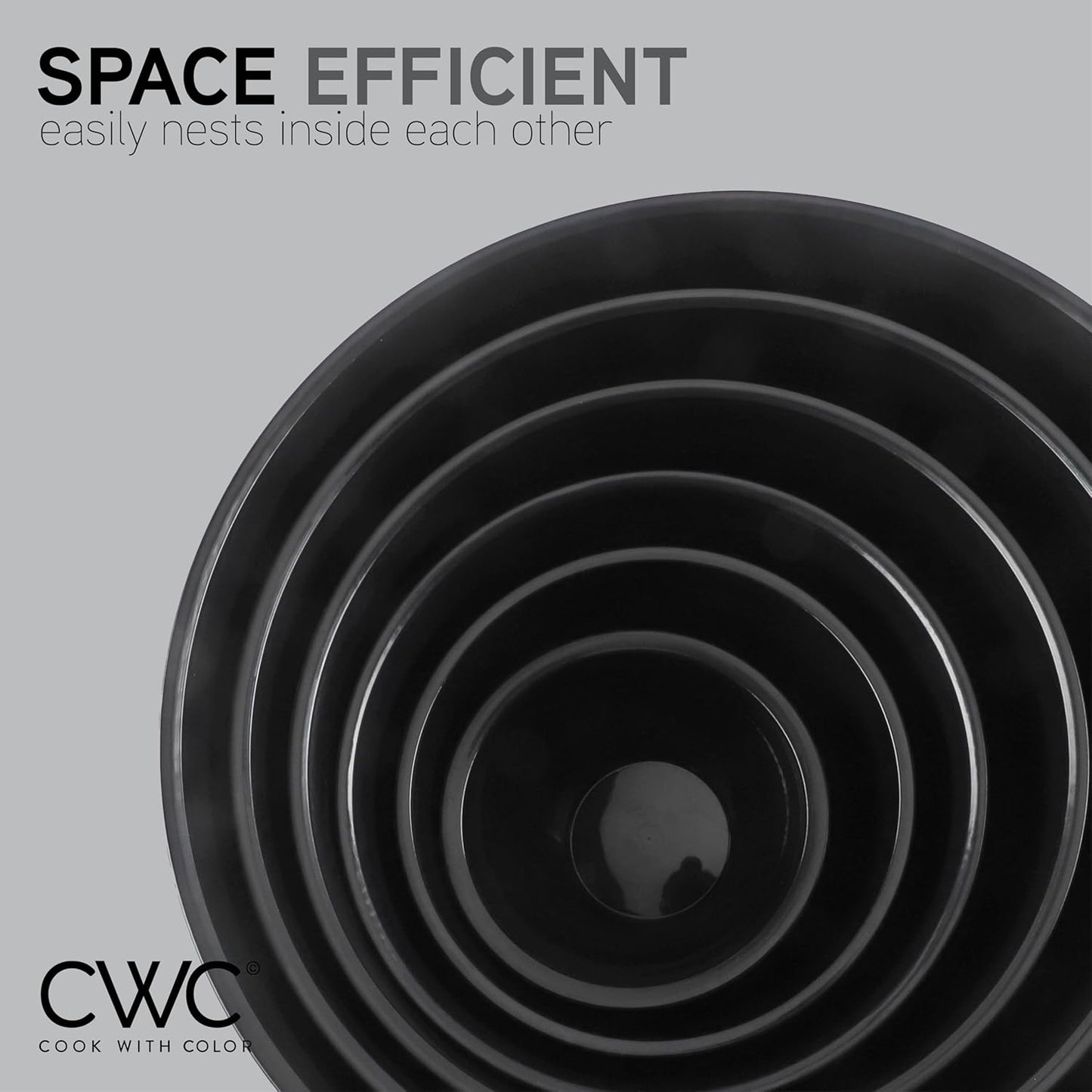 COOK WITH COLOR Mixing Bowls with TPR Lids - 12 Piece Plastic Nesting Bowls Set Includes 6 Prep Bowls and 6 Lids, Microwave Safe Mixing Bowl Set (Green)