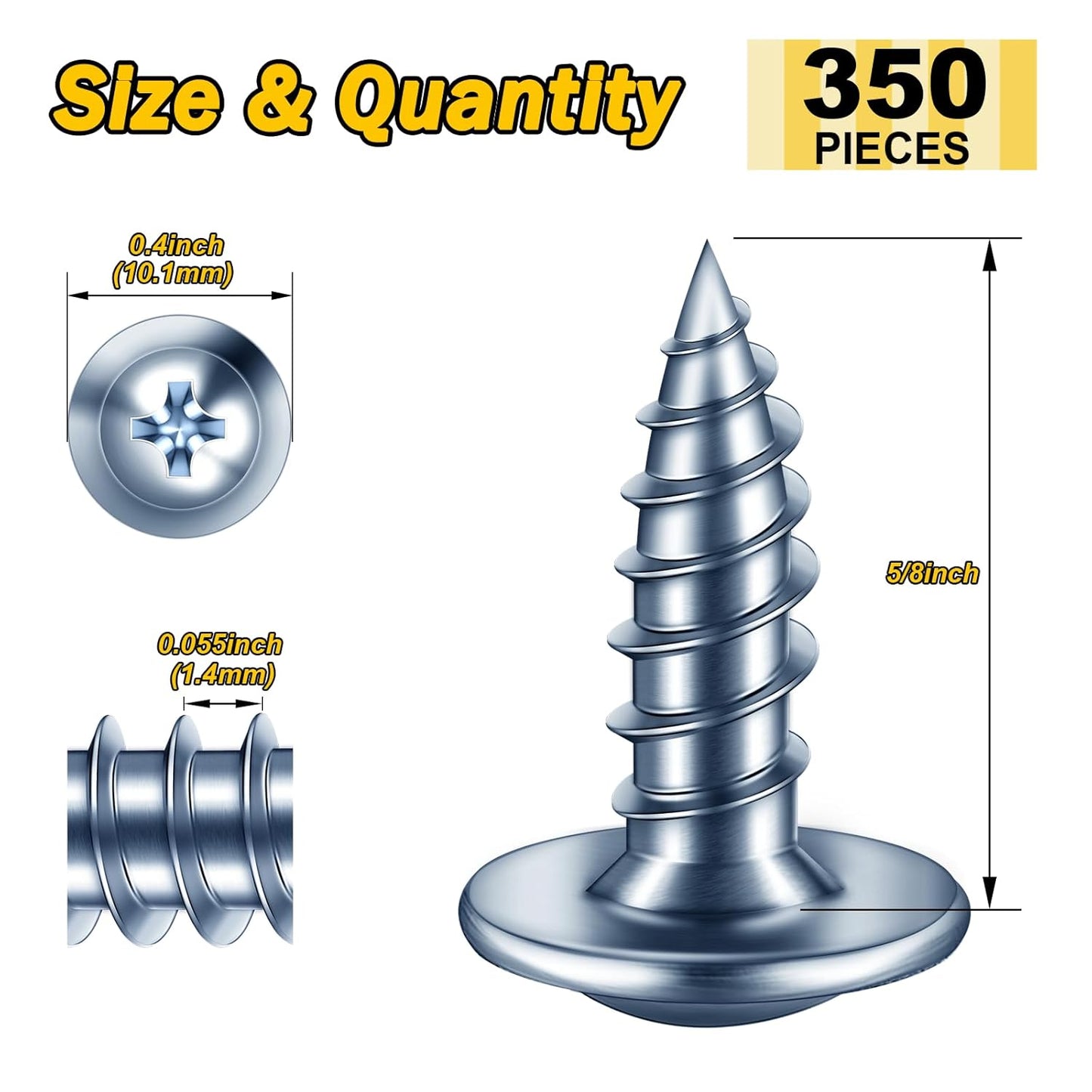 150Pcs #8 × 2" Black Screws for Wood, Phillips Truss Head Wood Screws, Quick Metal Self Tapping, Zinc Plated Steel, Truss Head Screws by Mywish