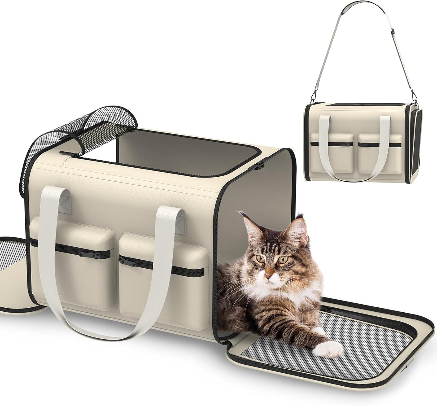 Cat Carrier Soft Airline Approved - Small Dog Travel Carrier Bag for Pets Up to 15Lbs, Breathable & Comfortable Pet Carrier for Cats & Small Dogs, TSA Approved for Airplane, Car, Camping, Vet Visits