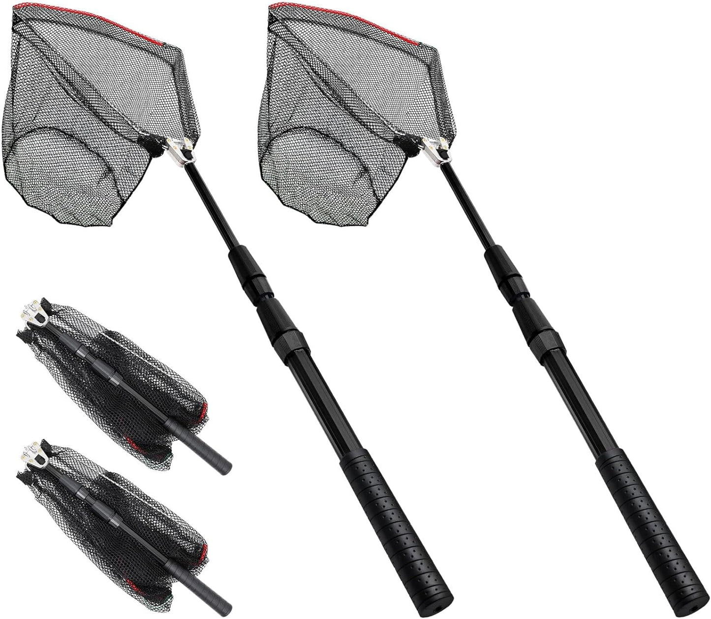 SAN LIKE Fishing Net Telescopic Landing Nets Folding Rubber Fish Net Rubber Coated Landing Net with Adjustable Sturdy Pole Handle for Saltwater Freshwater Bass Trout Fishing Easy Catch & Release