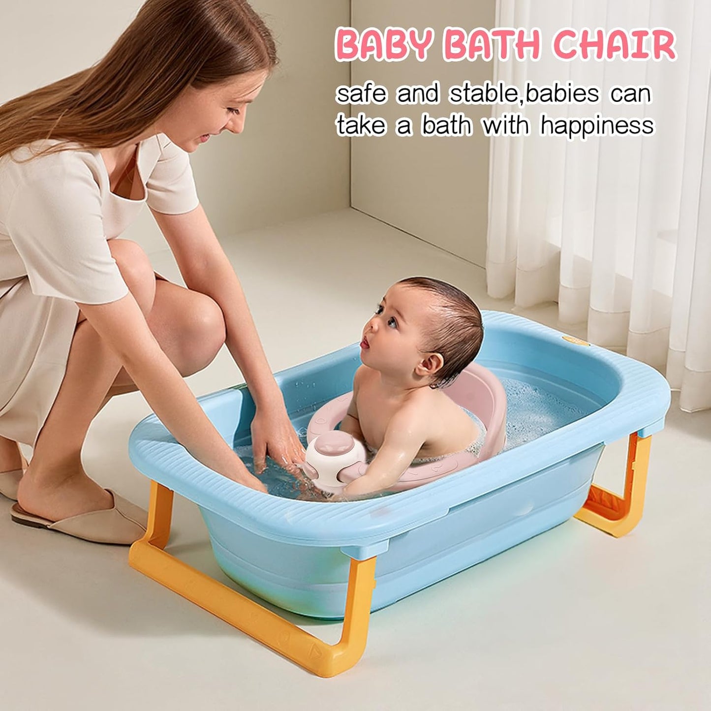 Baby Bath Seat for Babies 6 Months & Up, Non-Slip Infant Toddler Baby Bathtub Bath Seat for Sitting Up, Baby Tub Seat with Suction Cups for Shower (Pink)