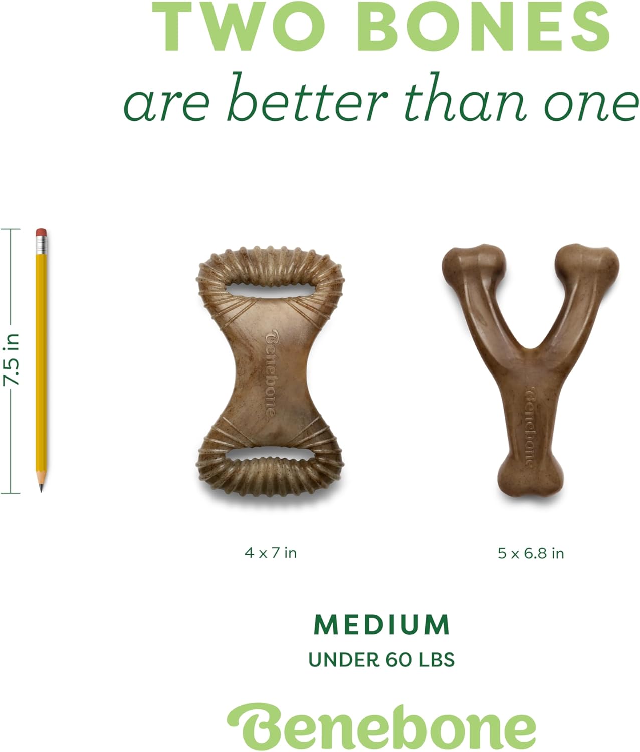 Benebone 4-Pack Durable Dog Chew Toys for Aggressive Chewers, Real Flavors, Made in USA, Medium