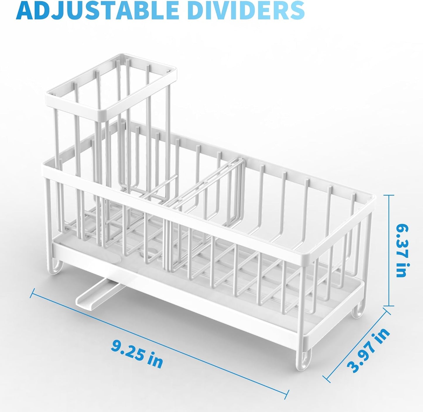 Cisily Sponge Holder for Kitchen Sink, Sink Caddy with High Brush Holder, Organzier Rustproof 304 Stainless Steel Dish Organizer Divider, Soap Dispenser Storage (Black)
